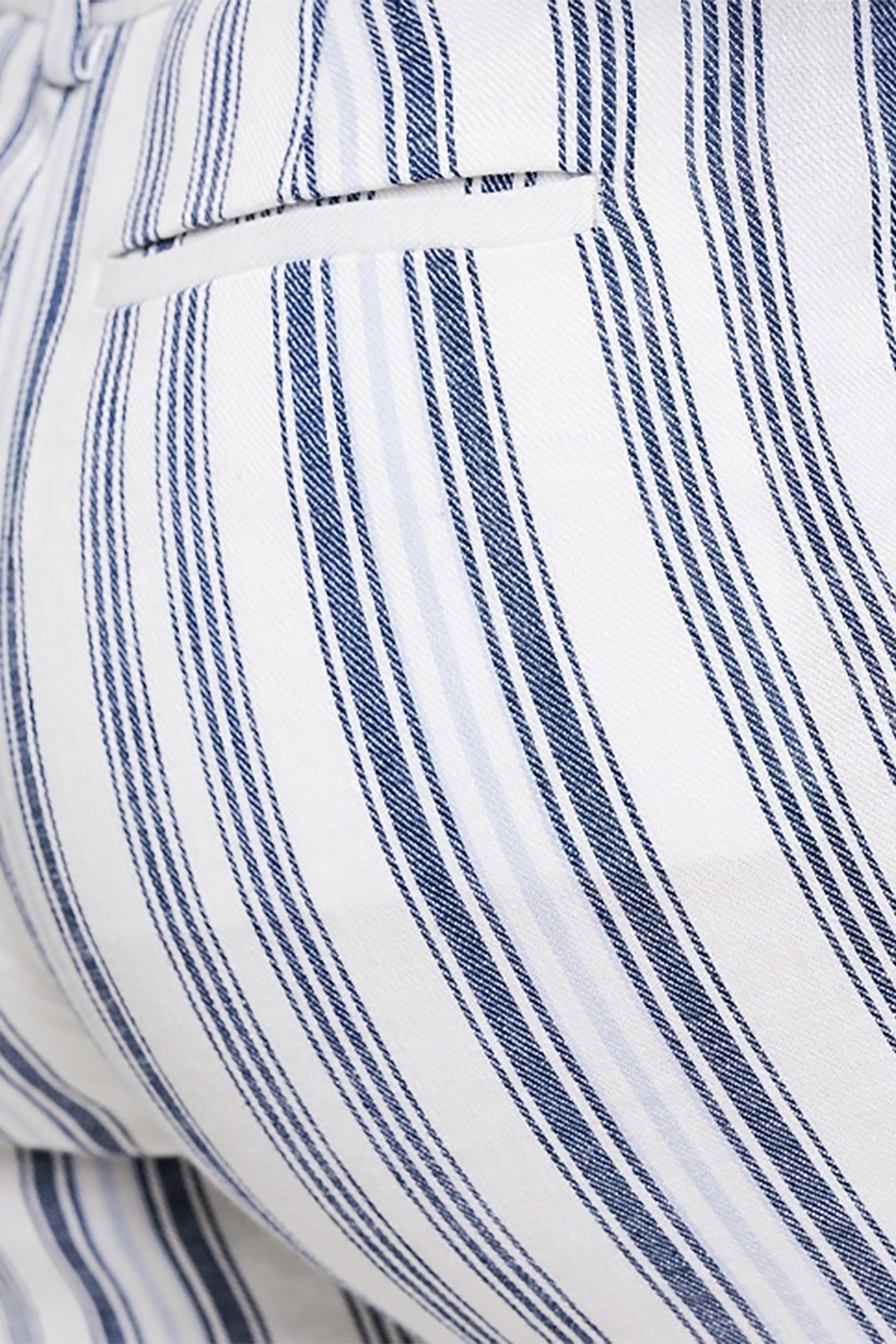 Gant Γυναικείο Λινό Ριγέ Παντελόνι Cropped - 4150069 Λευκό