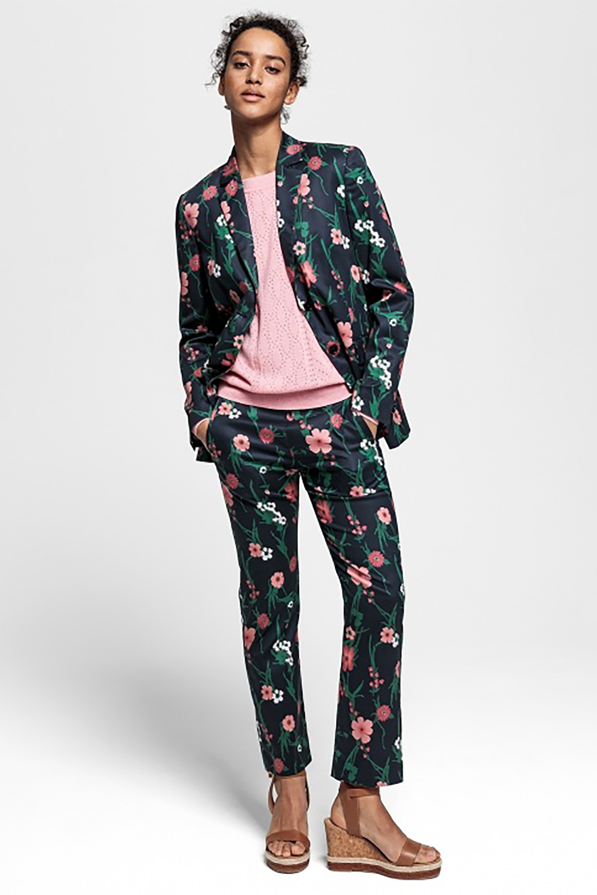 Gant Γυναικείο Παντελόνι Cigarette Floral - 4150093 Μπλε Σκούρο