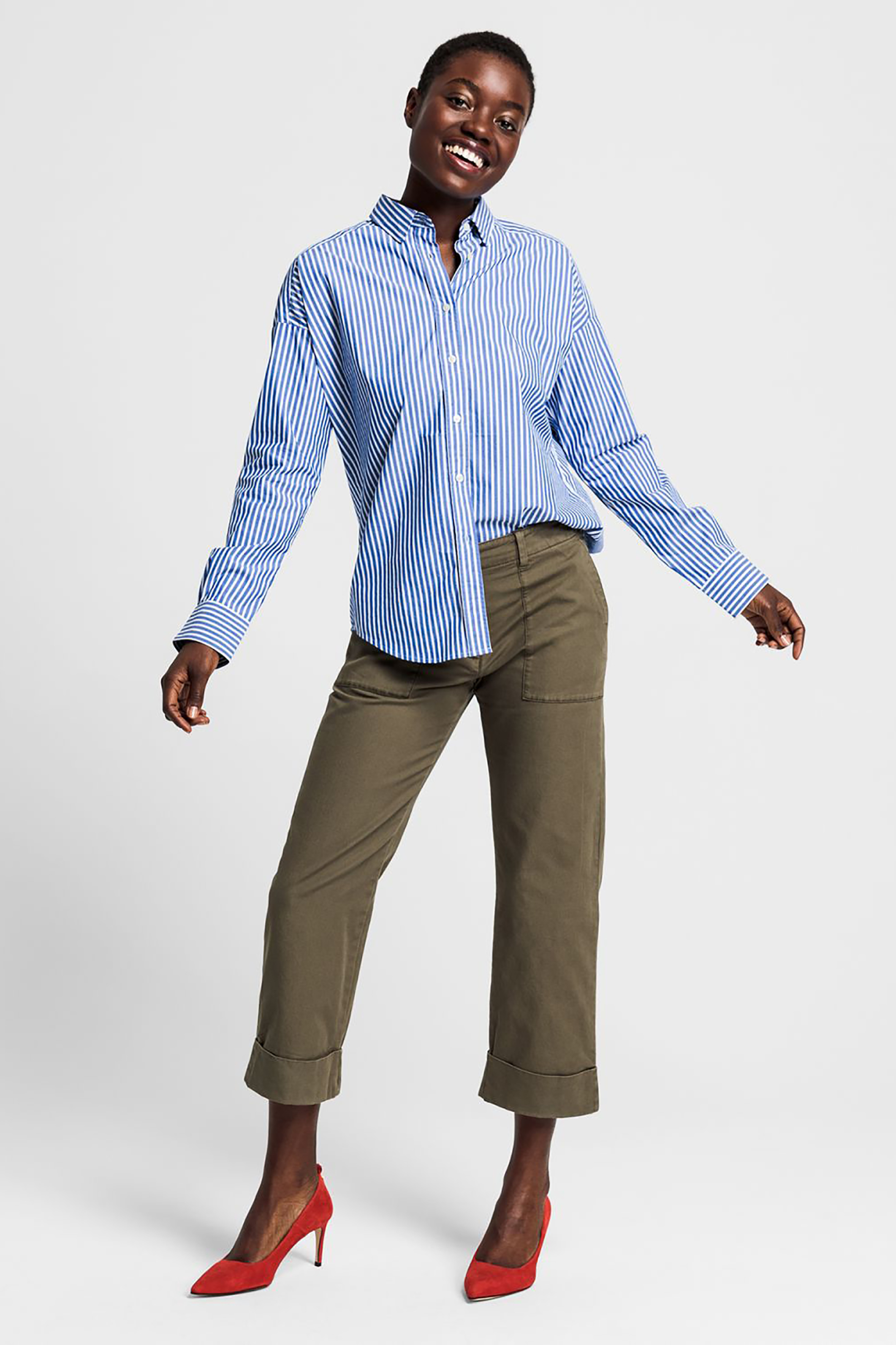 Gant γυναικείο παντελόνι cropped μονόχρωμο - 4150101 Χακί φωτογραφία