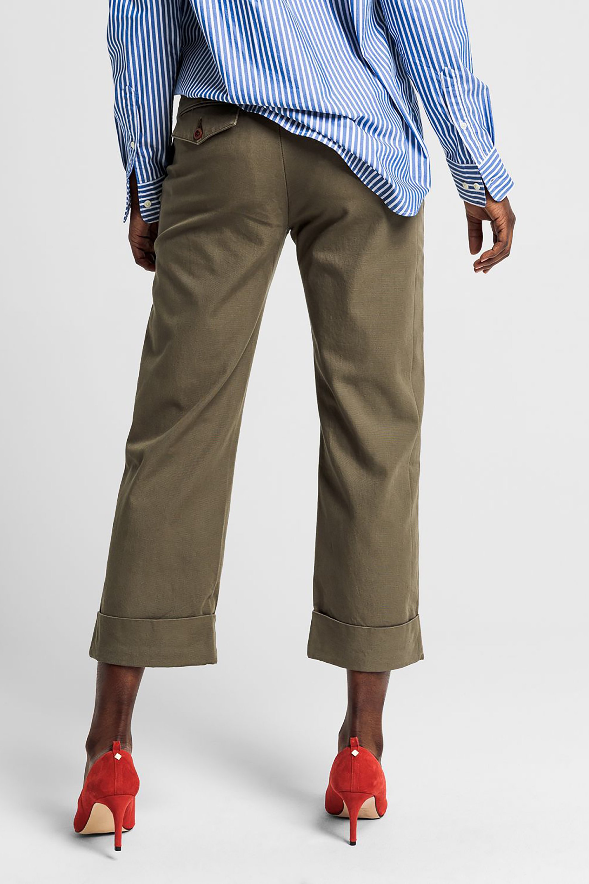 GANT Gant γυναικείο παντελόνι cropped μονόχρωμο - 4150101 Χακί - 3