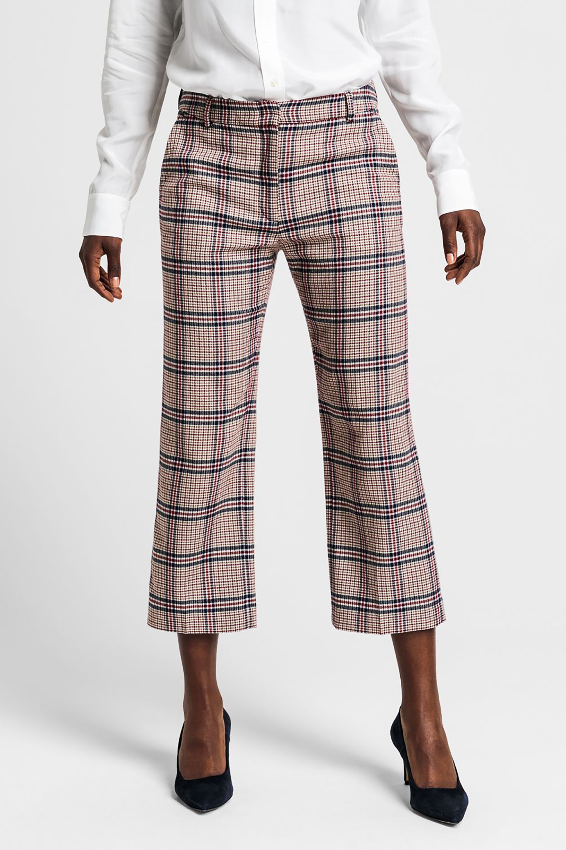 GANT Gant γυναικείο παντελόνι cropped καρό μάλλινο - 4150114 Μπεζ 2025