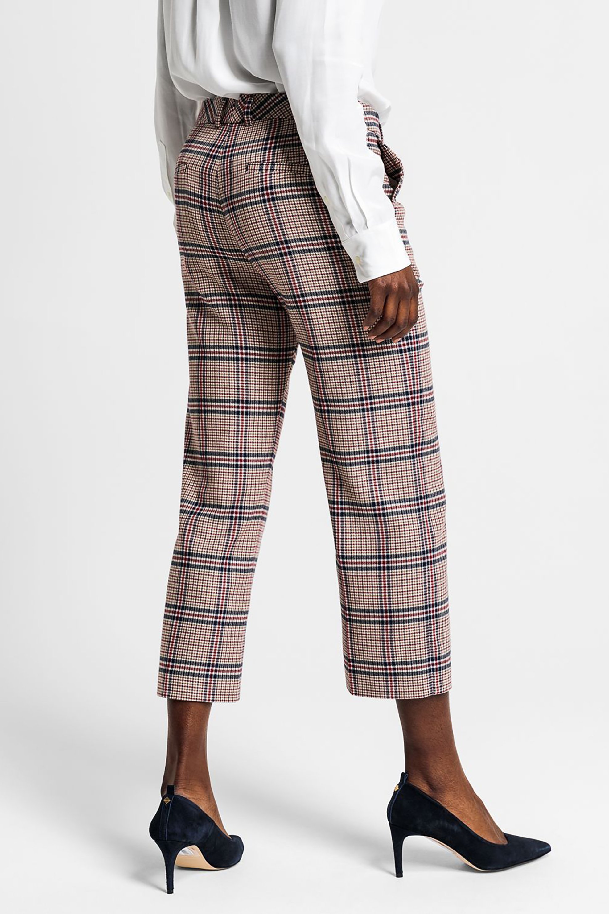 GANT Gant γυναικείο παντελόνι cropped καρό μάλλινο - 4150114 Μπεζ - 3