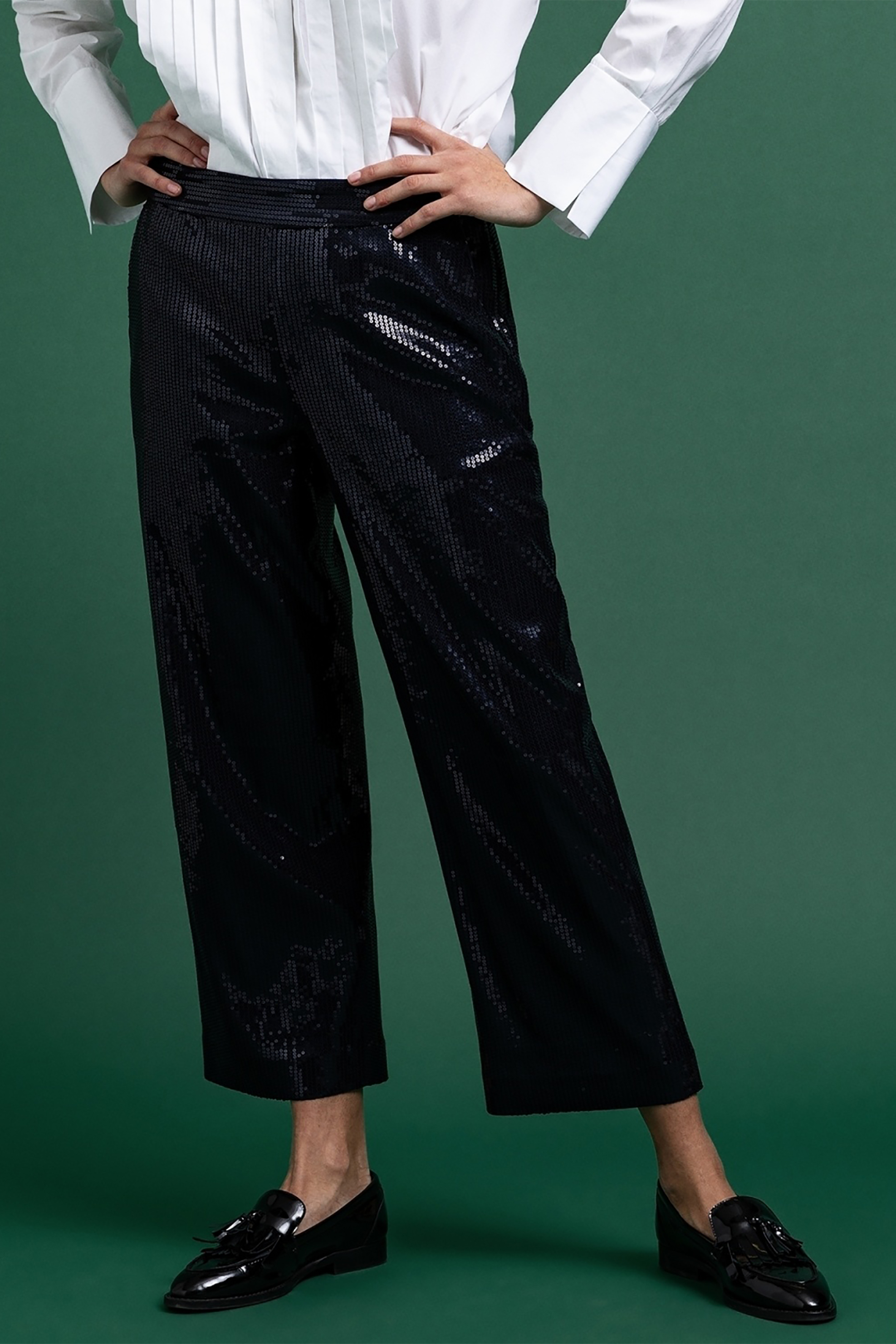 Gant γυναικείο παντελόνι cropped με πούλιες "Sequin" - 4150149 Μπλε Σκούρο φωτογραφία