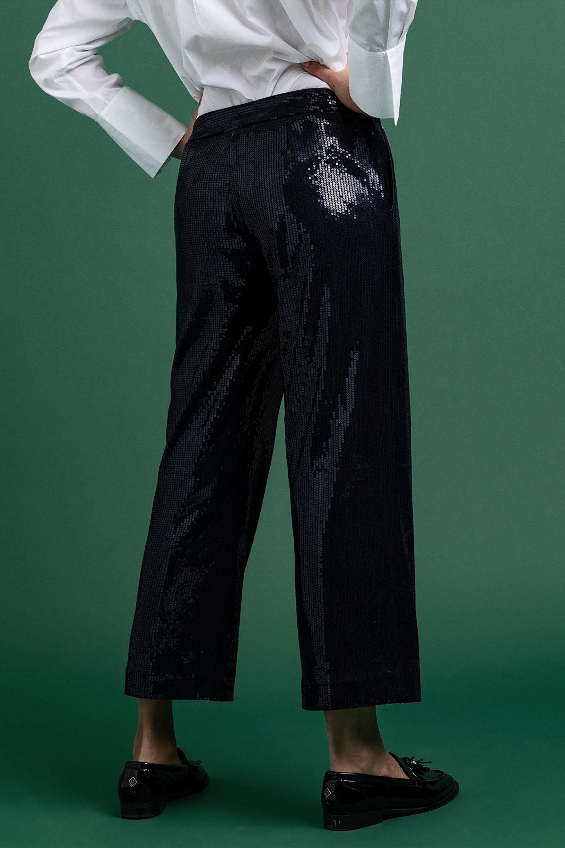 GANT Gant γυναικείο παντελόνι cropped με πούλιες "Sequin" - 4150149 Μπλε Σκούρο - 3
