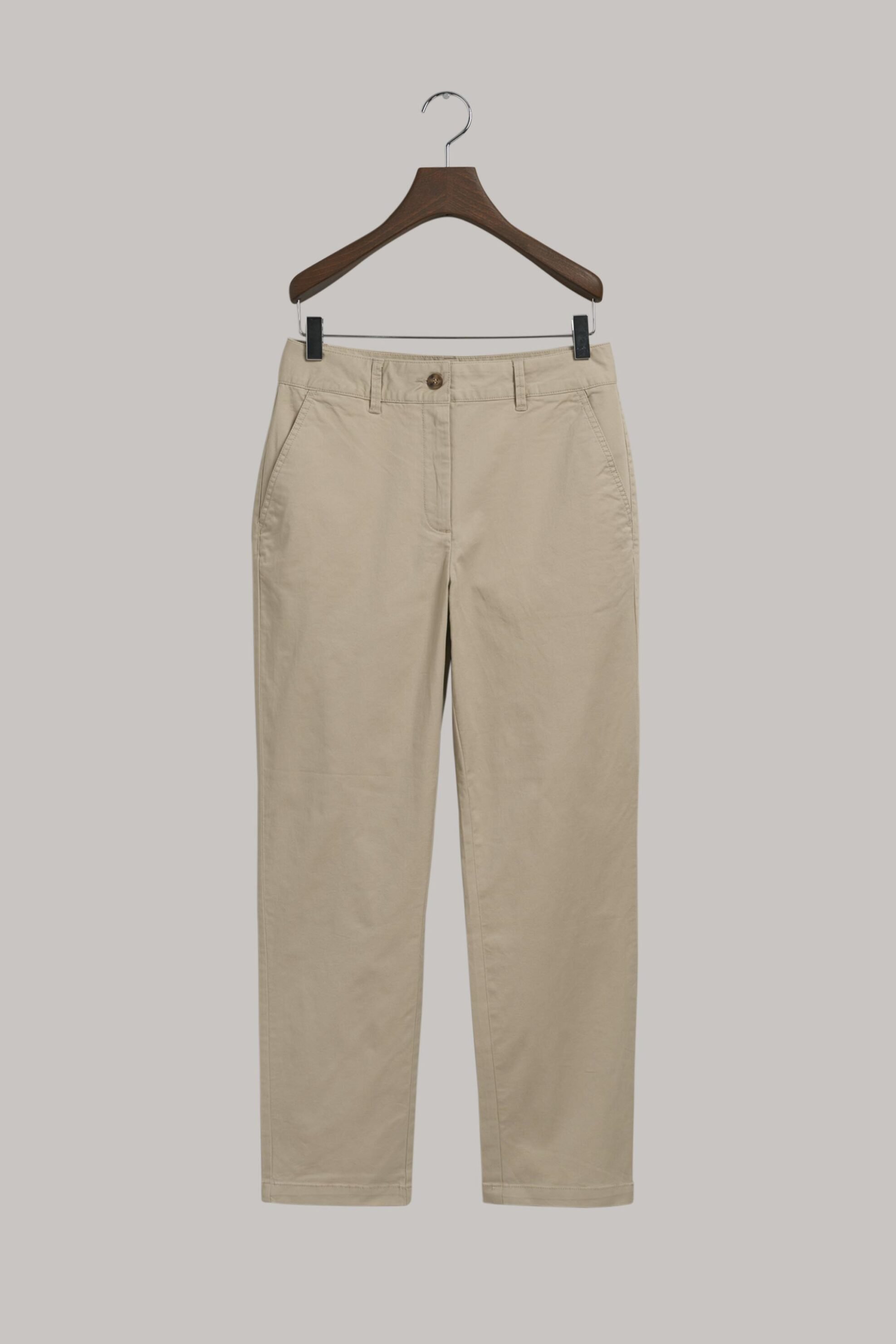 Gant γυναικείο παντελόνι chino μονόχρωμο cropped με τσέπες Slim Fit - 4150261 Μπεζ φωτογραφία