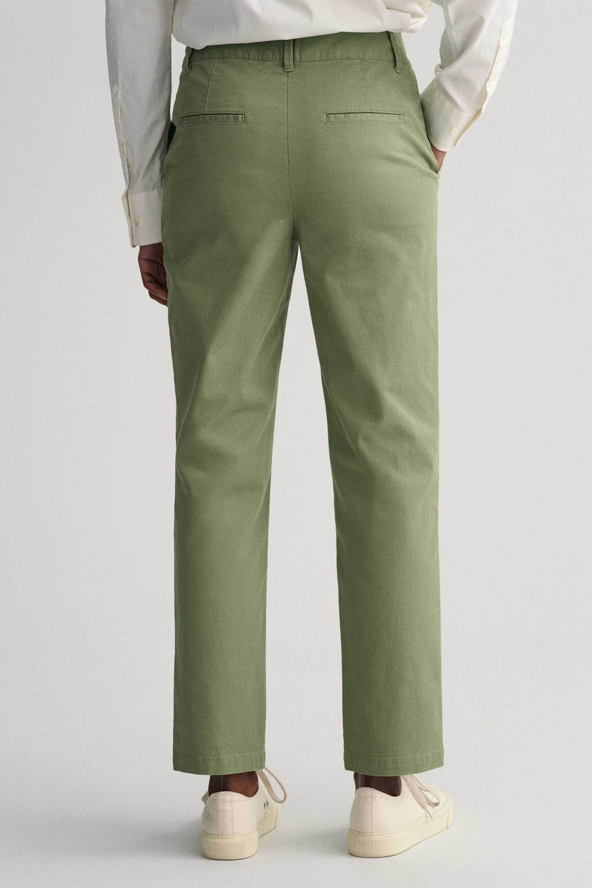 Gant γυναικείο παντελόνι chino μονόχρωμο cropped με τσέπες Slim Fit - 4150261 Πράσινο Ανοιχτό φωτογραφία