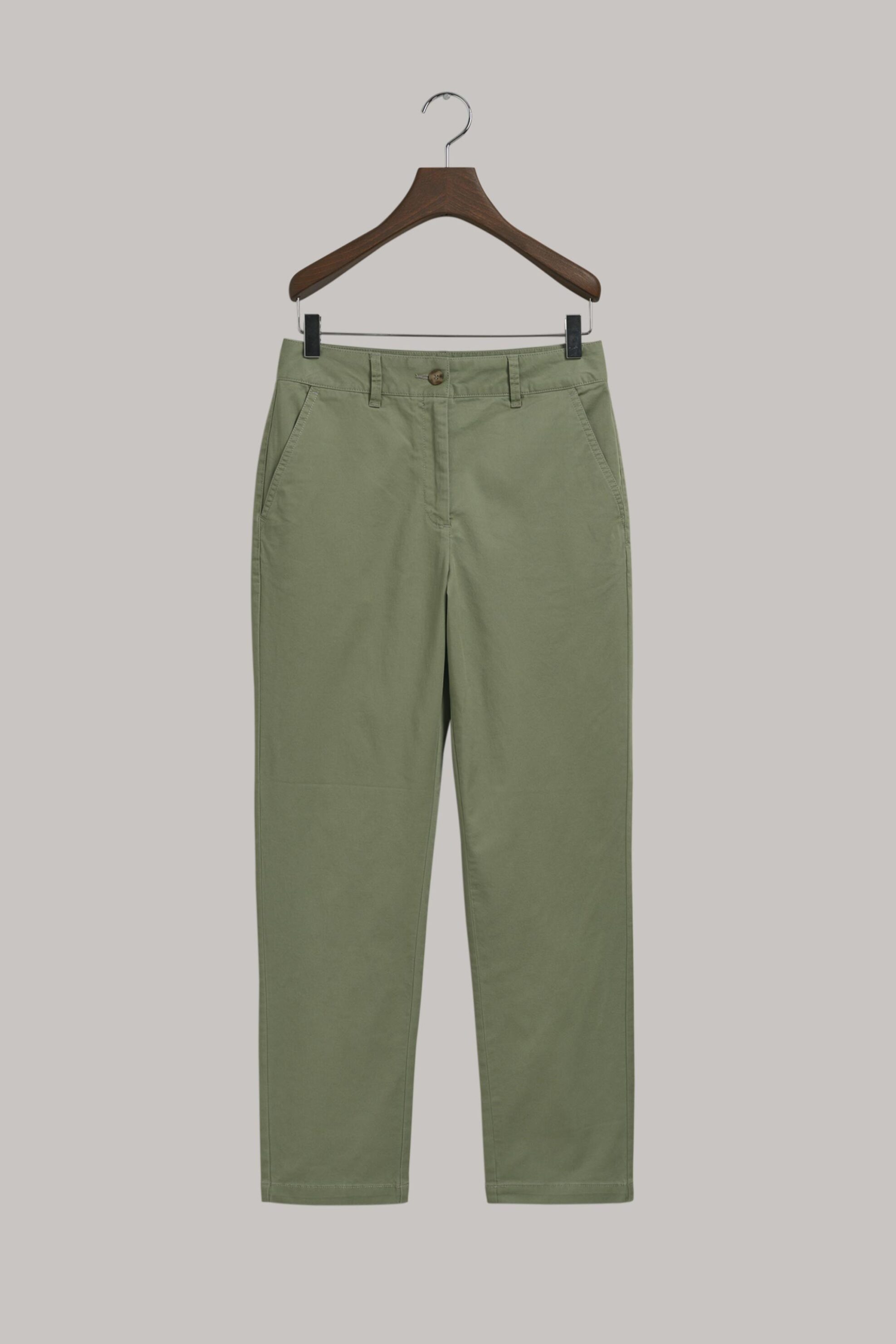 Gant γυναικείο παντελόνι chino μονόχρωμο cropped με τσέπες Slim Fit - 4150261 Πράσινο Ανοιχτό φωτογραφία