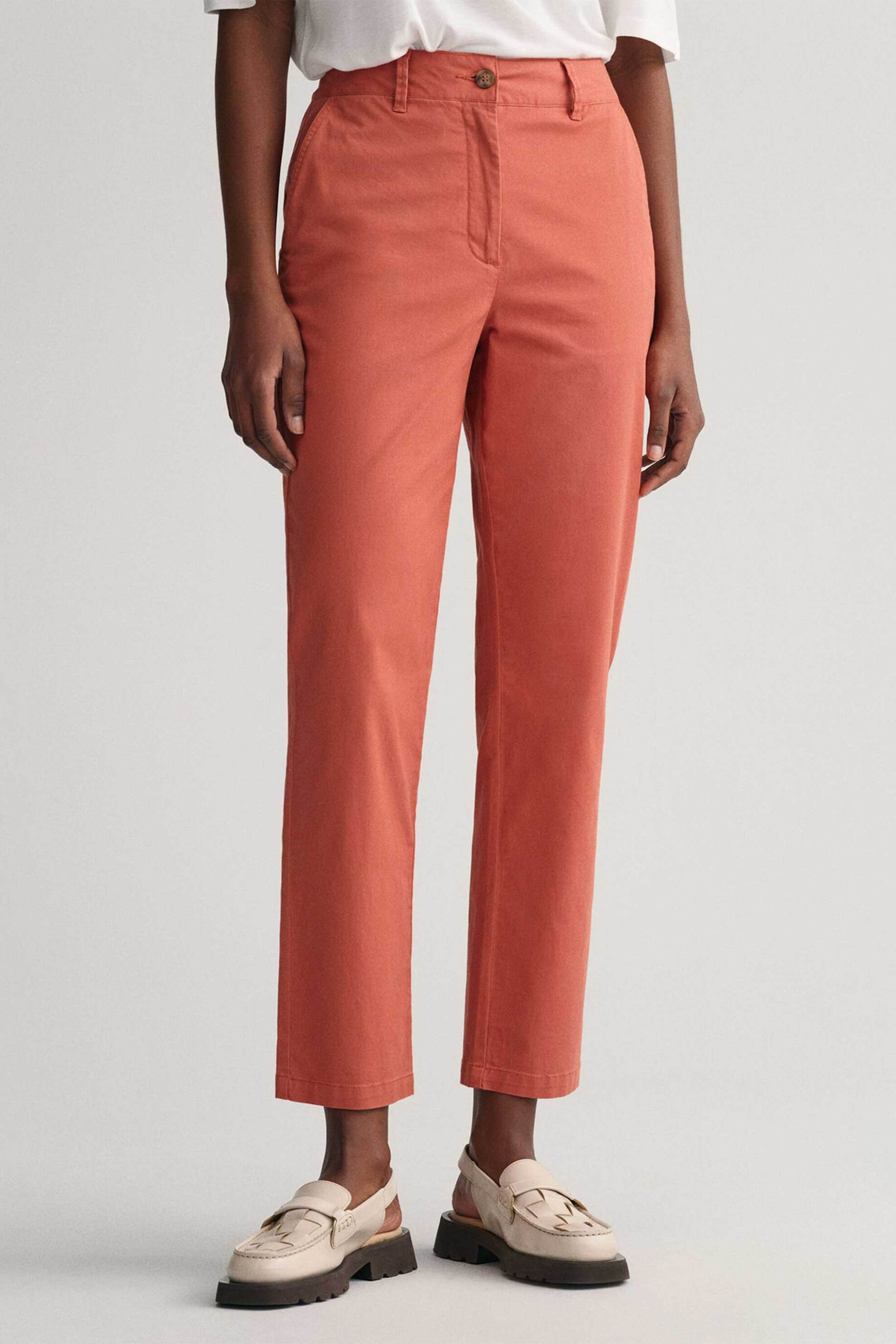 Gant γυναικείο chino παντελόνι μονόχρωμο cropped με τσέπες Slim Fit - 4150261 Κεραμιδί φωτογραφία
