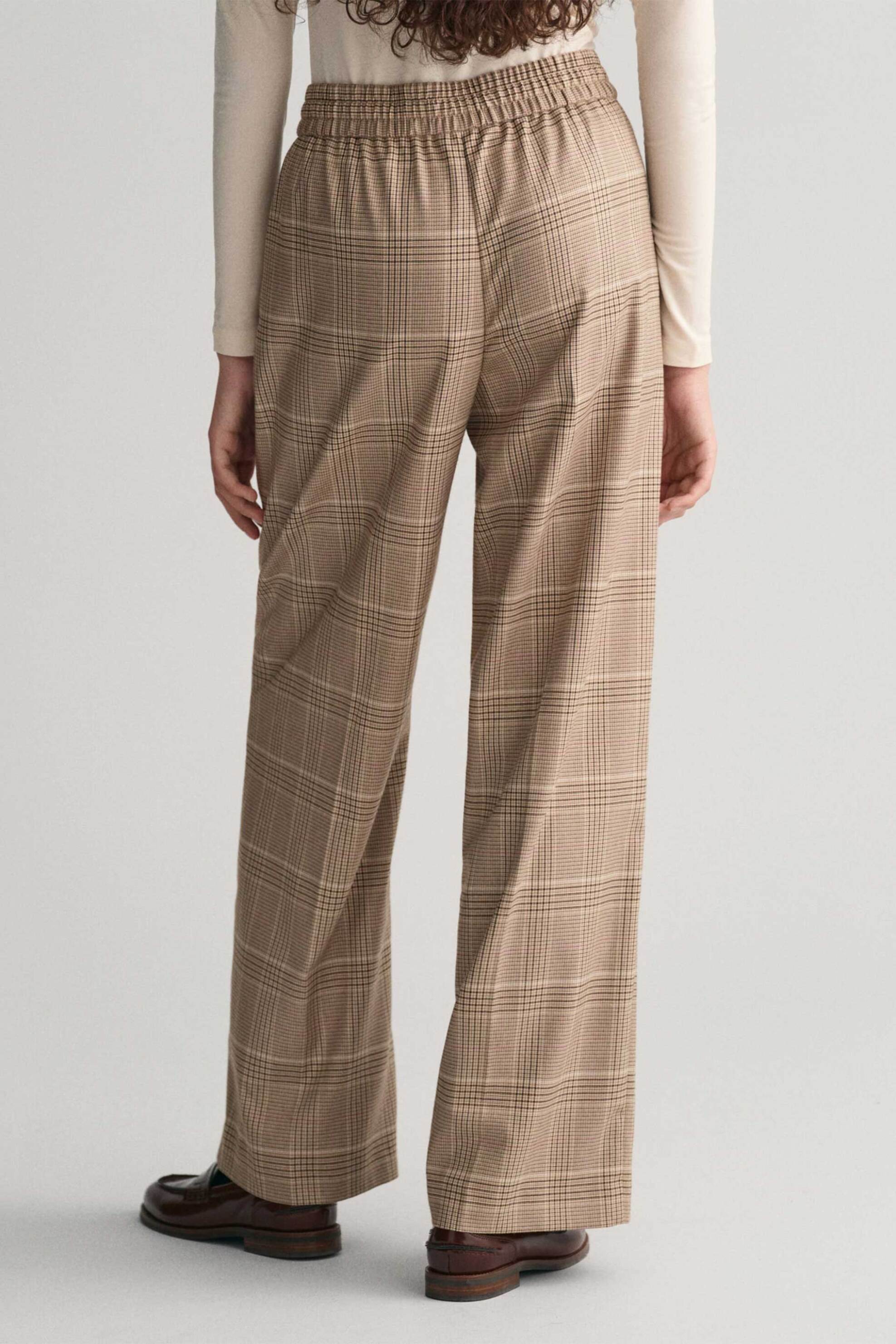 Gant Γυναικείο Παντελόνι με All-Over Checked Pattern Και Ελαστική Μέση - 4150284 Μπεζ