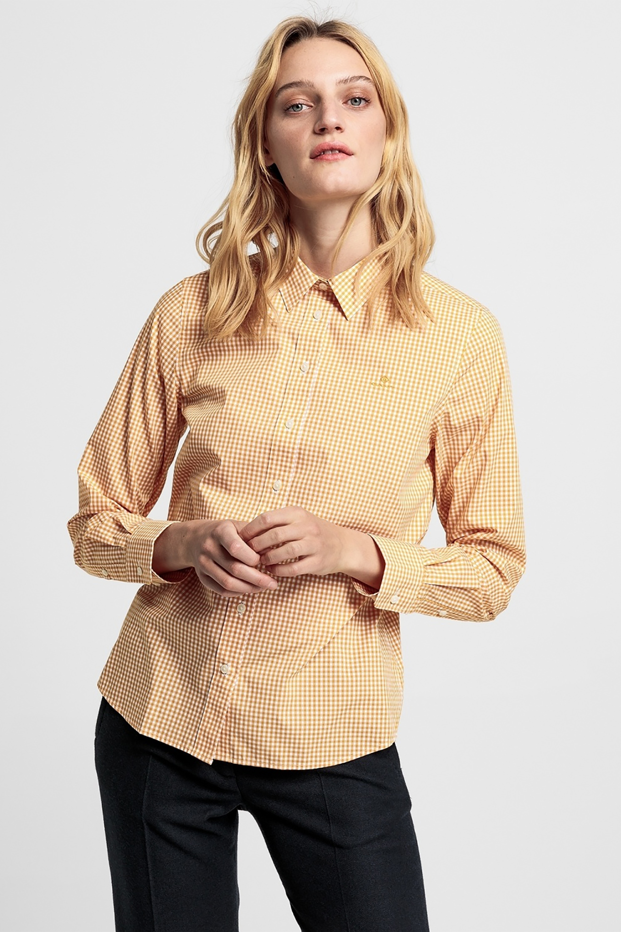 Γυναίκα > ΡΟΥΧΑ > Πουκάμισα > Casual Gant γυναικείο πουκάμισο με μικρό καρό - 4300034 Κίτρινο