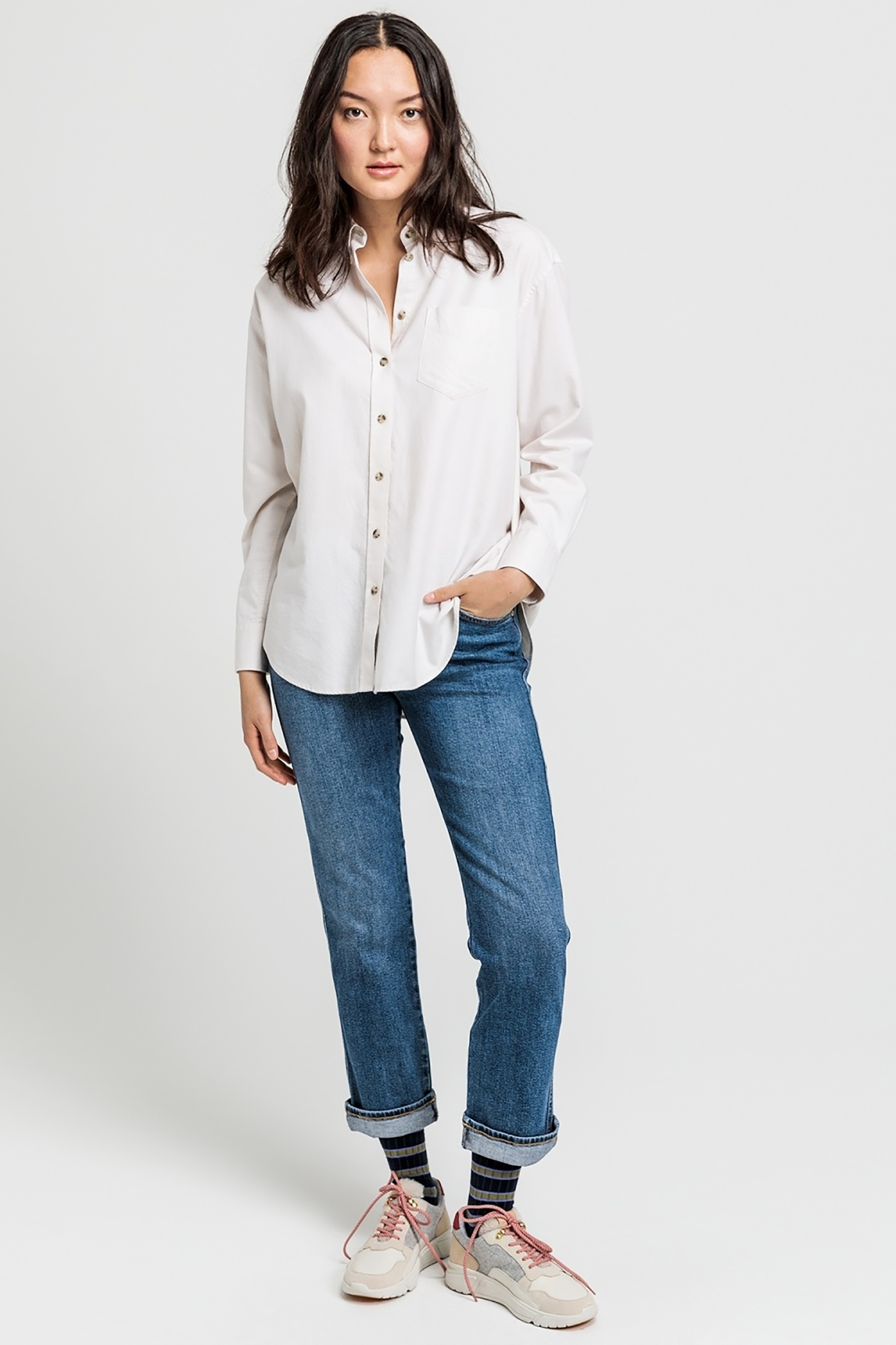 Gant γυναικείο μακρυμάνικο πουκάμισο Ex-Boyfreind fit - 4300036 Εκρού φωτογραφία