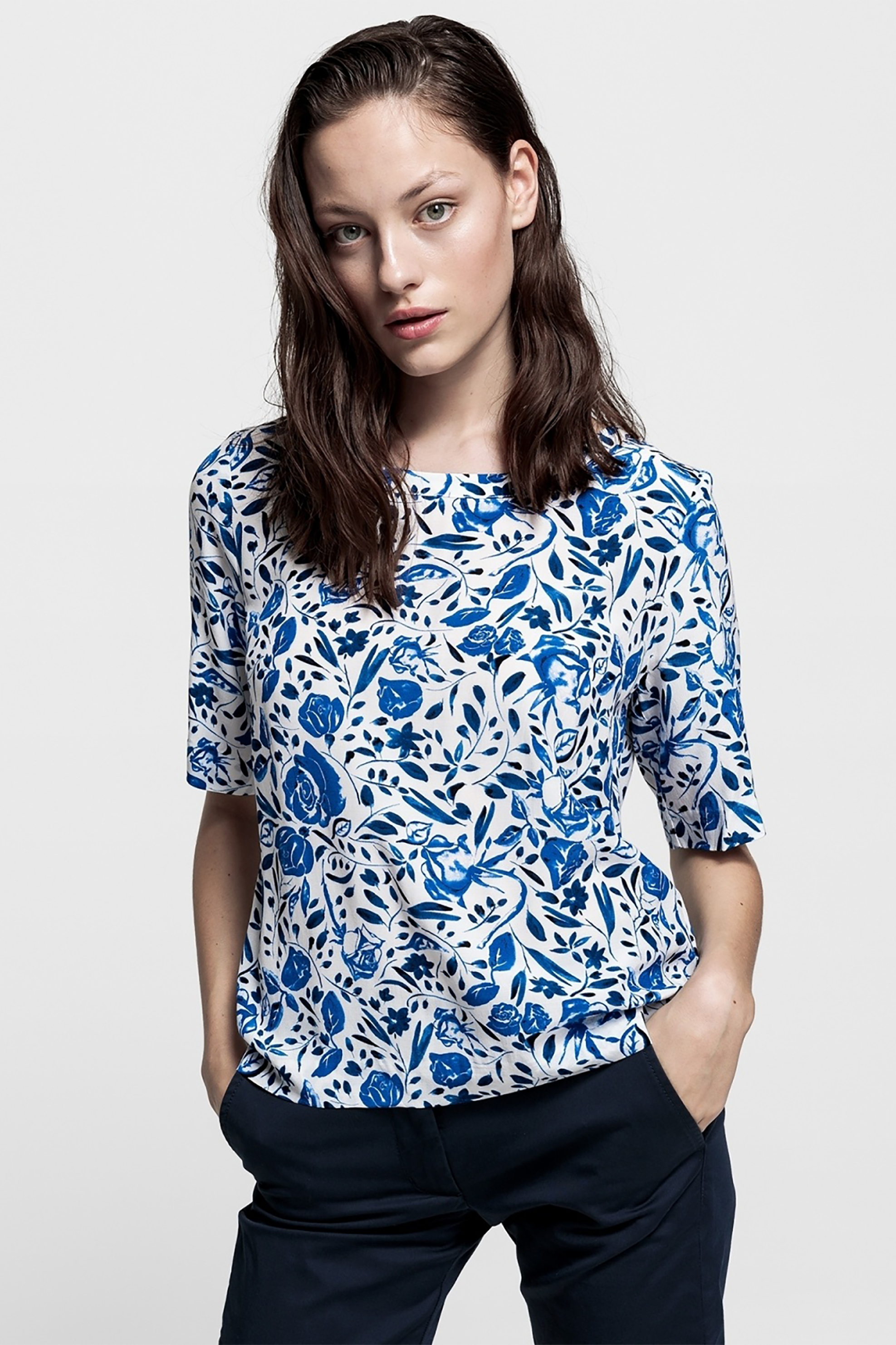 Gant γυναικεία μπλούζα floral μανίκια 3/4 - 4301075 Μπλε