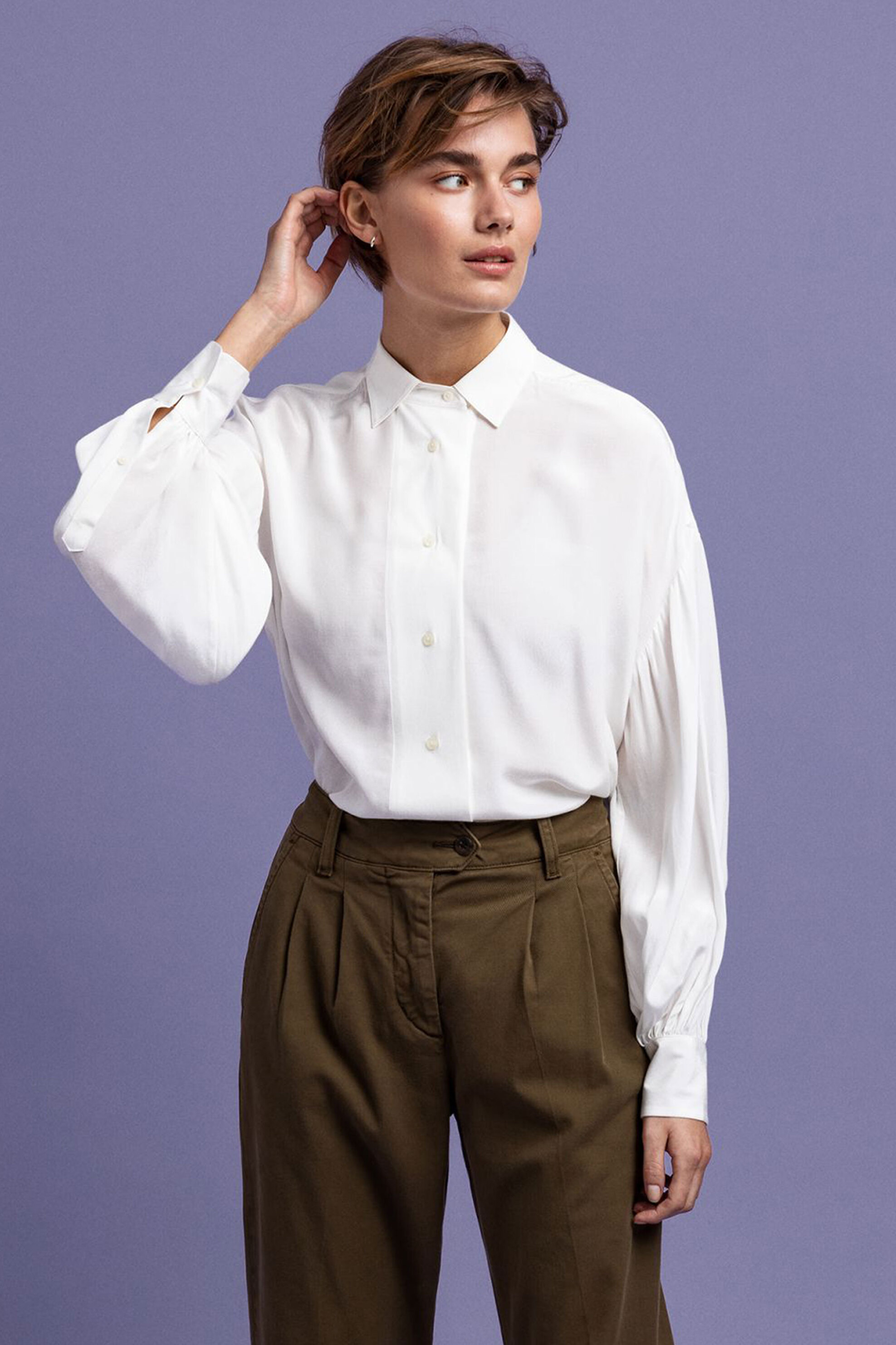 Γυναίκα > ΡΟΥΧΑ > Πουκάμισα > Casual Gant γυναικείο πουκάμισο με μανίκια balloon "Drapey" - 4301090 Λευκό