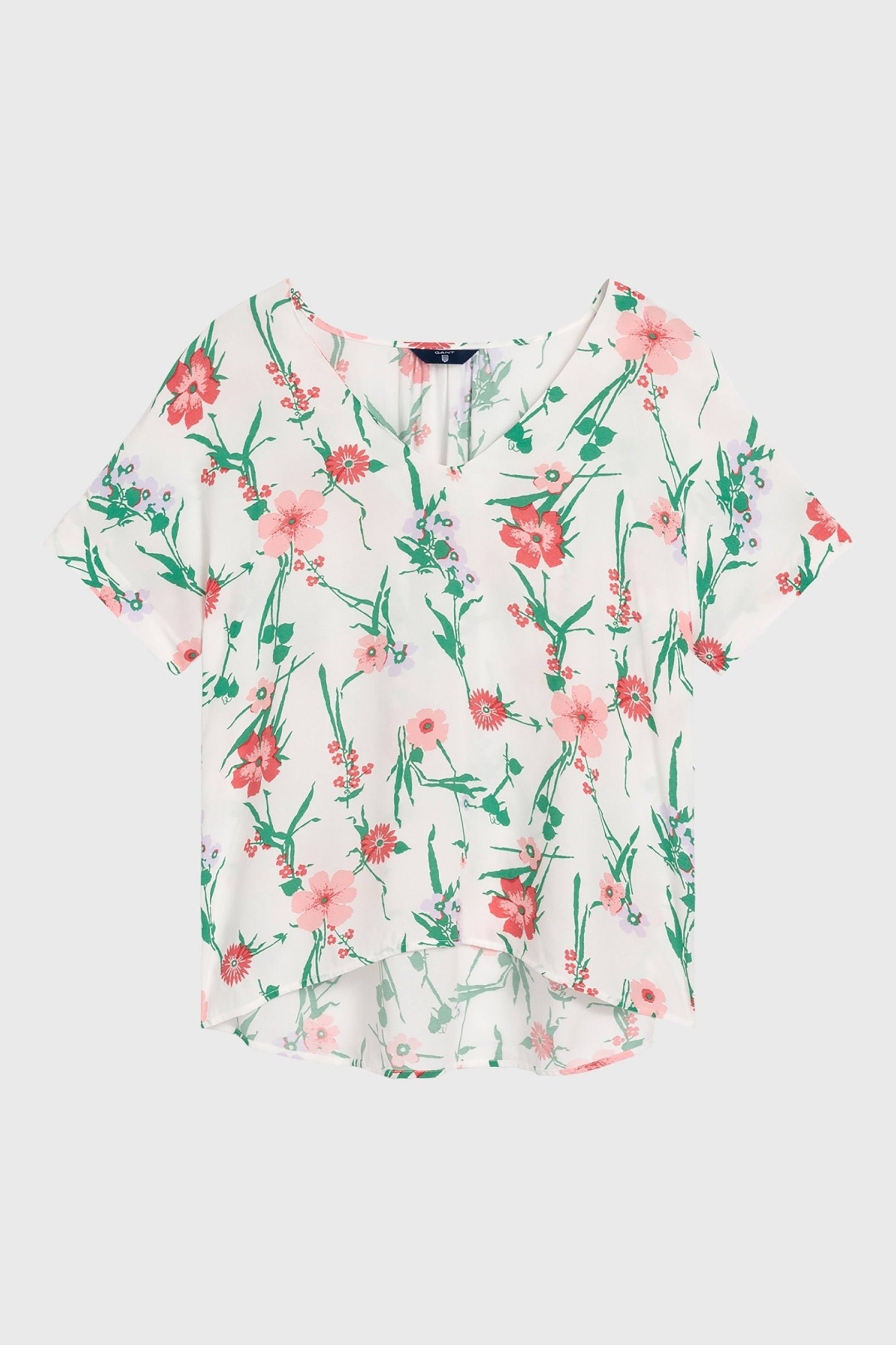 GANT Gant γυναικεία κοντομάνικη μπλούζα floral με λαιμόκοψη V - 4320086 Εκρού