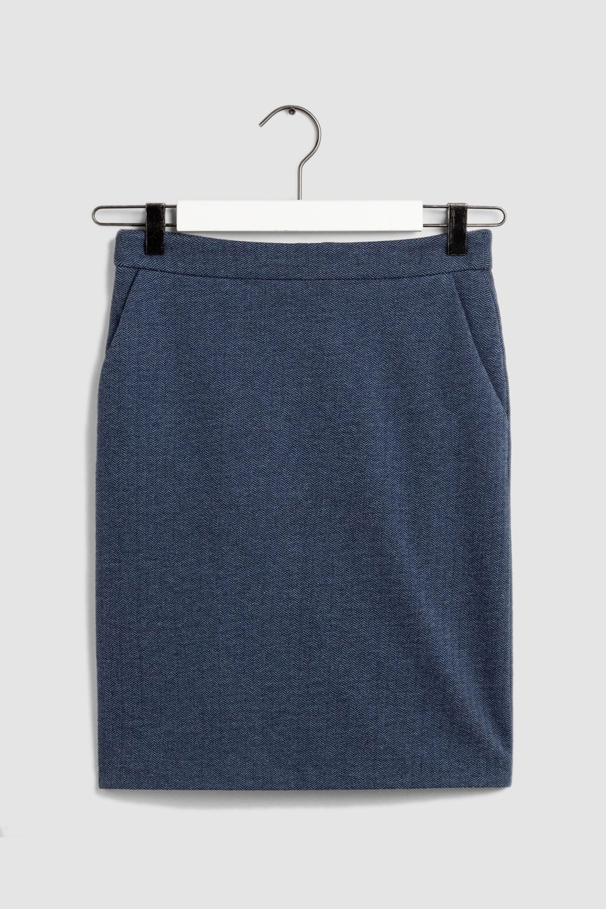 Gant Γυναικεία Mini Φούστα με Τσέπες Ηerringbone - 4400042 Μπλε Σκούρο