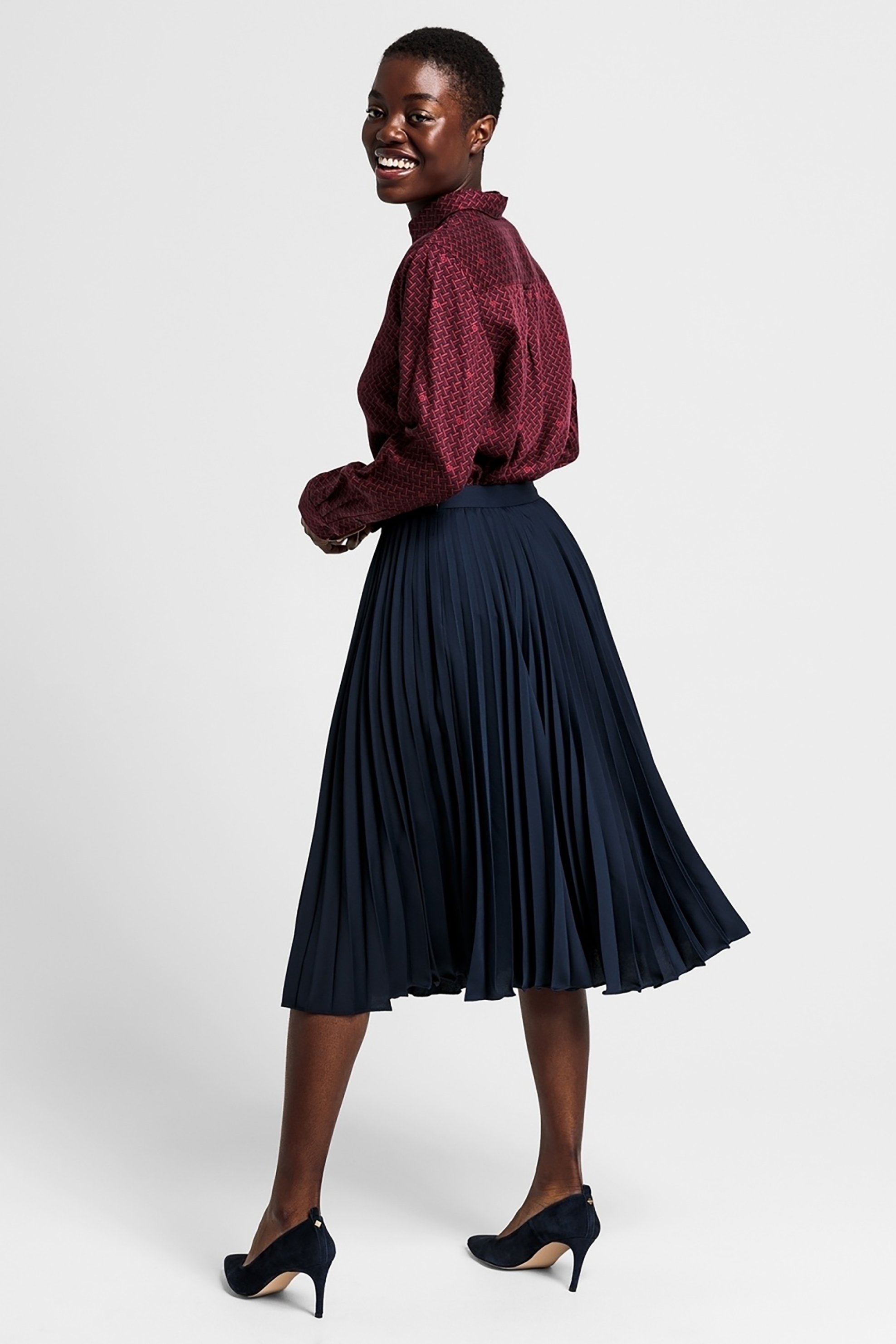 Gant γυναικεία midi φούστα πλισέ μονόχρωμη - 4401028 Μπλε Σκούρο φωτογραφία