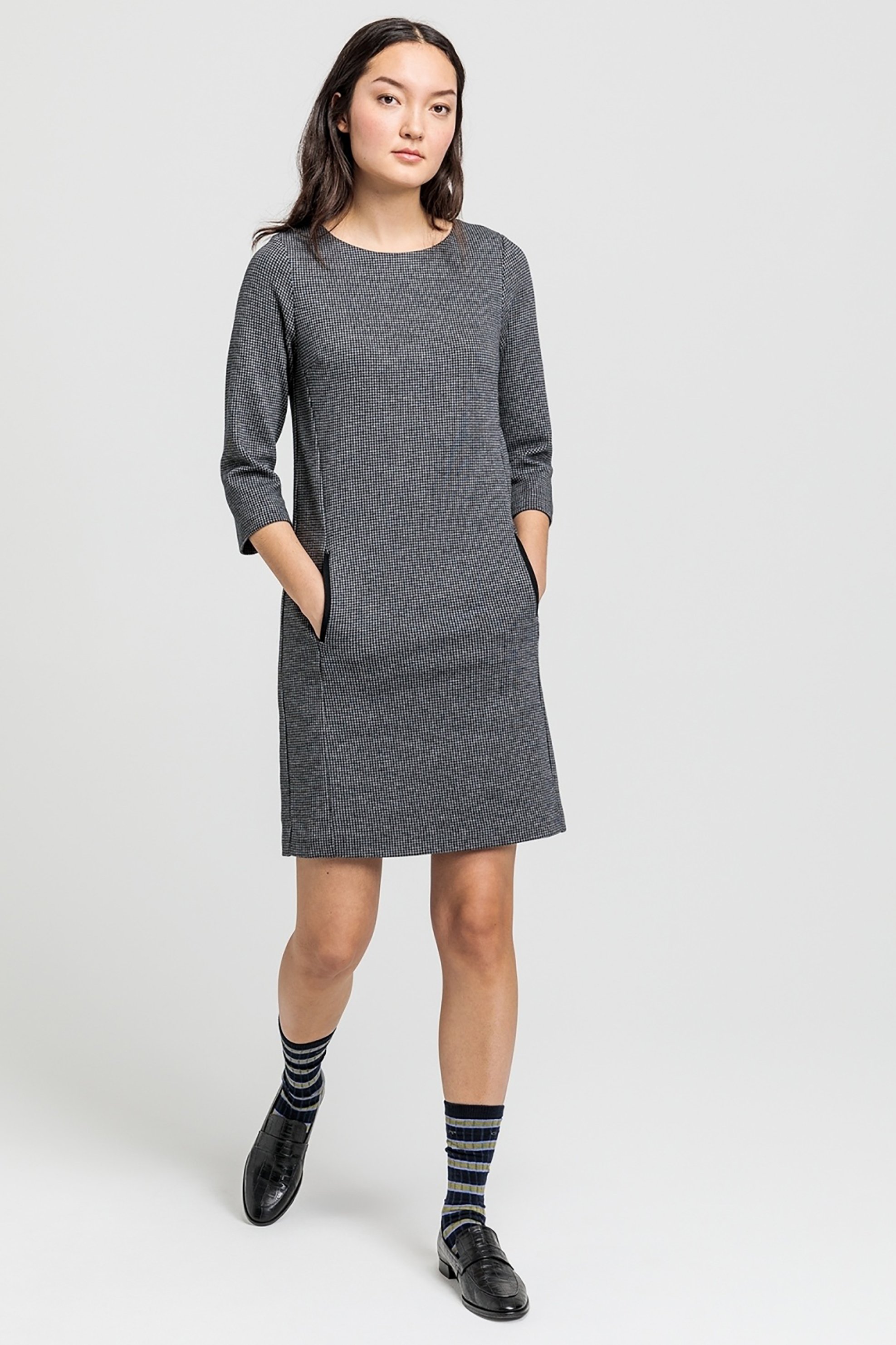 GANT Gant γυναικείο mini φόρεμα με μικρό καρό - 4501050 Γκρι - 2