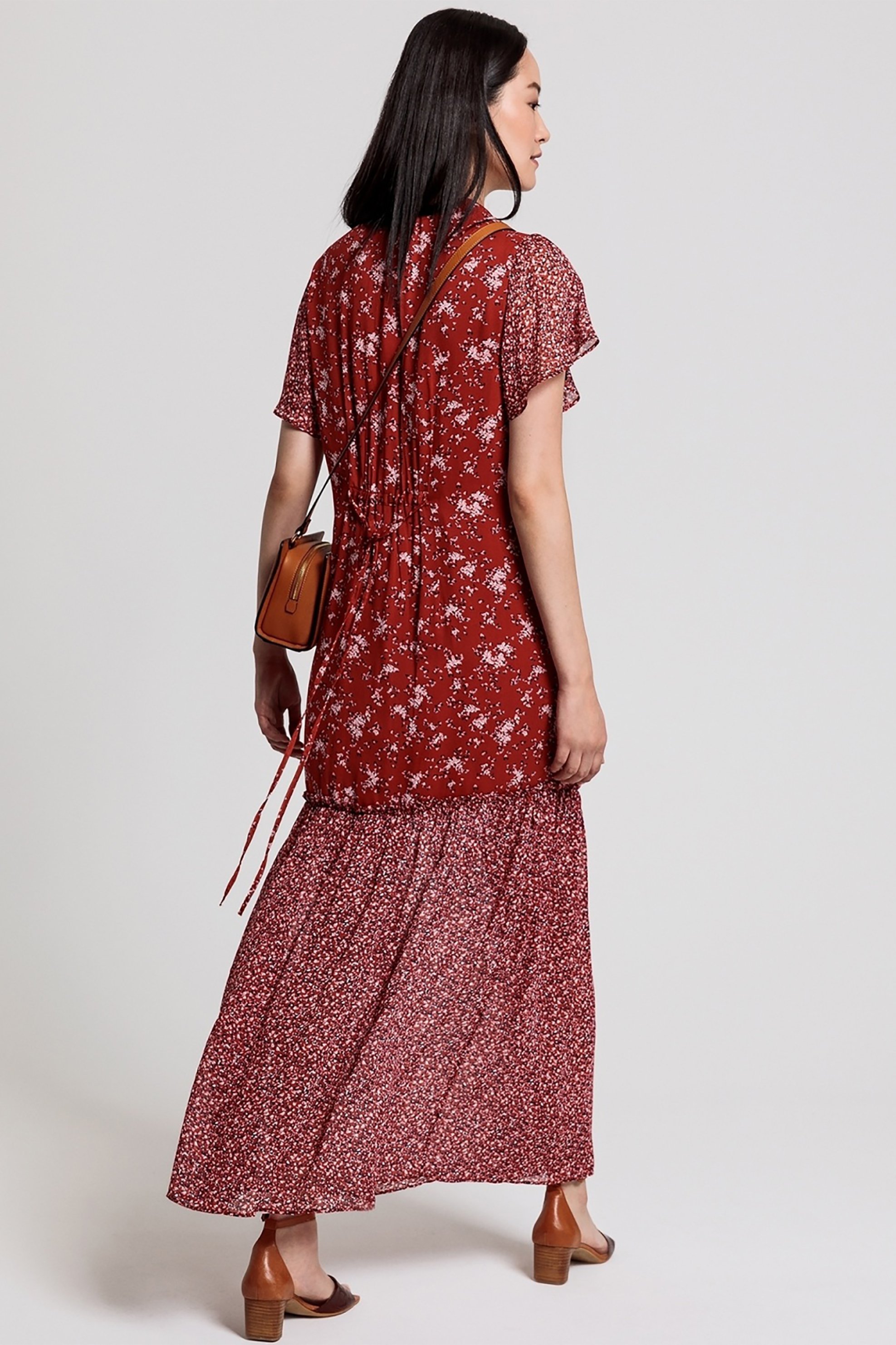 Gant Γυναικείο Maxi Φόρεμα με Βολάν Και Floral Print - 4503084 Κόκκινο