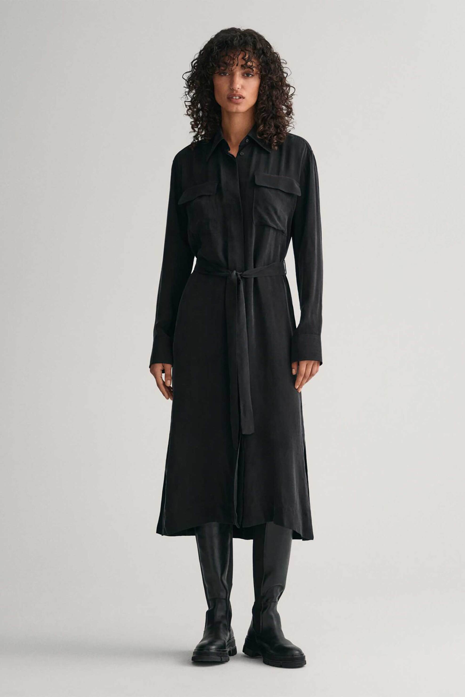 Gant γυναικείο midi φόρεμα σεμιζιέ μονόχρωμο Relaxed Fit | 38