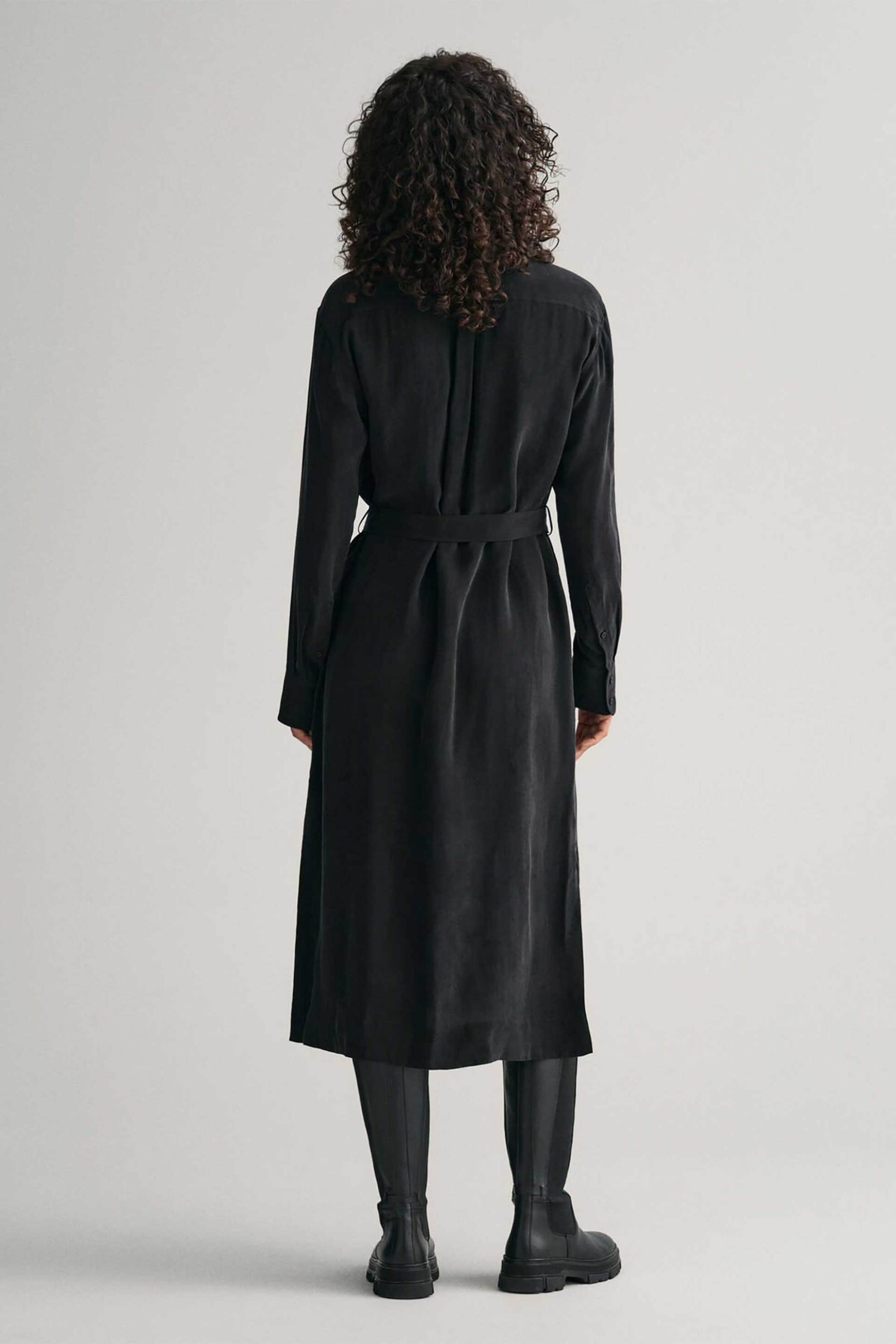 GANT Gant γυναικείο midi φόρεμα σεμιζιέ μονόχρωμο Relaxed Fit - 4503281 Μαύρο - 4