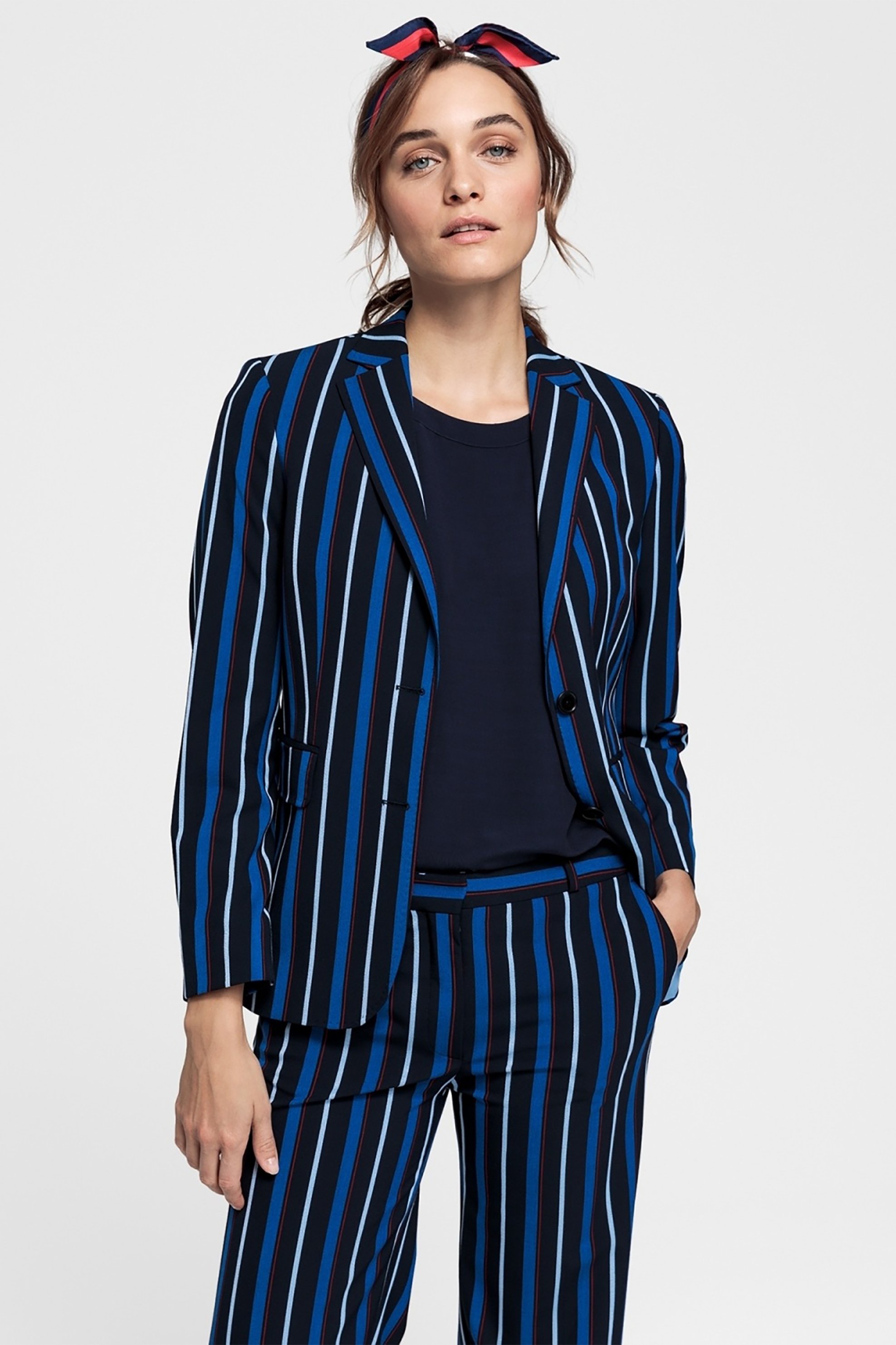 GANT Gant γυναικείο ριγέ σακάκι Washable Regimental Stripe - 4770043 Μπλε Σκούρο 2025