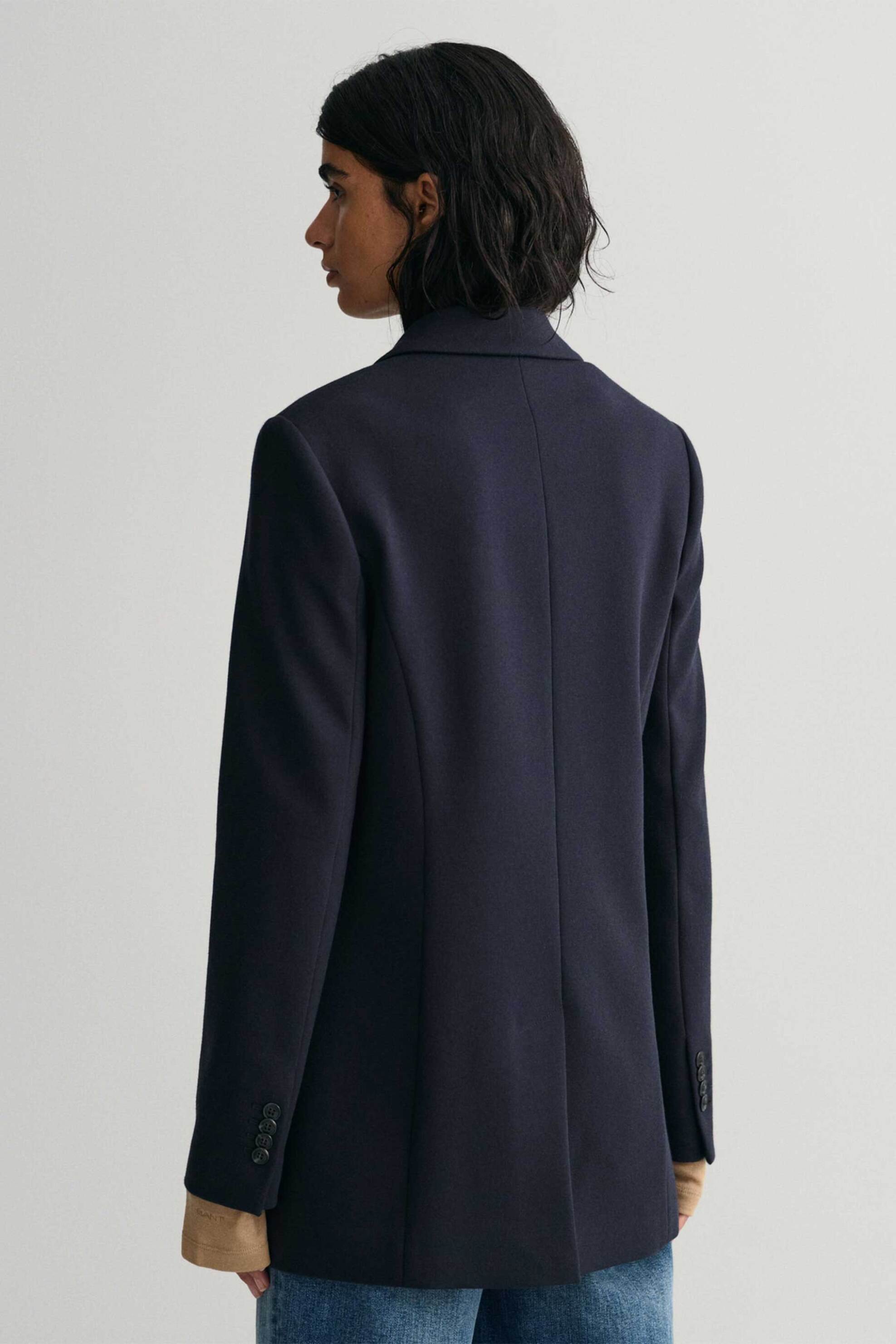 GANT Gant γυναικείο σακάκι μονόχρωμο με τσέπες Regular Fit - 4770166 Σκούρο Μπλε - 4