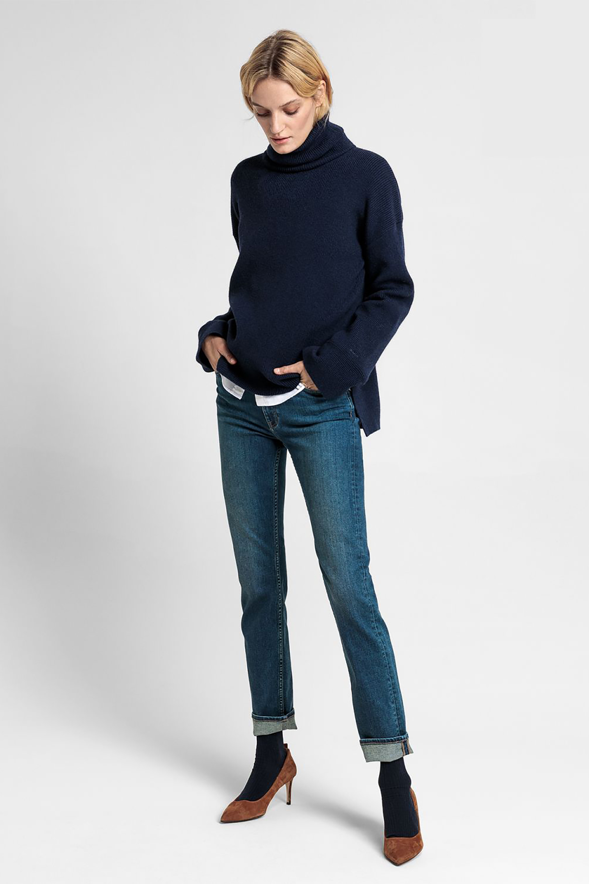 Gant γυναικεία πλεκτή μπλούζα ζιβάγκο "Turtleneck Sweater" - 4803089 Μπλε Σκούρο φωτογραφία
