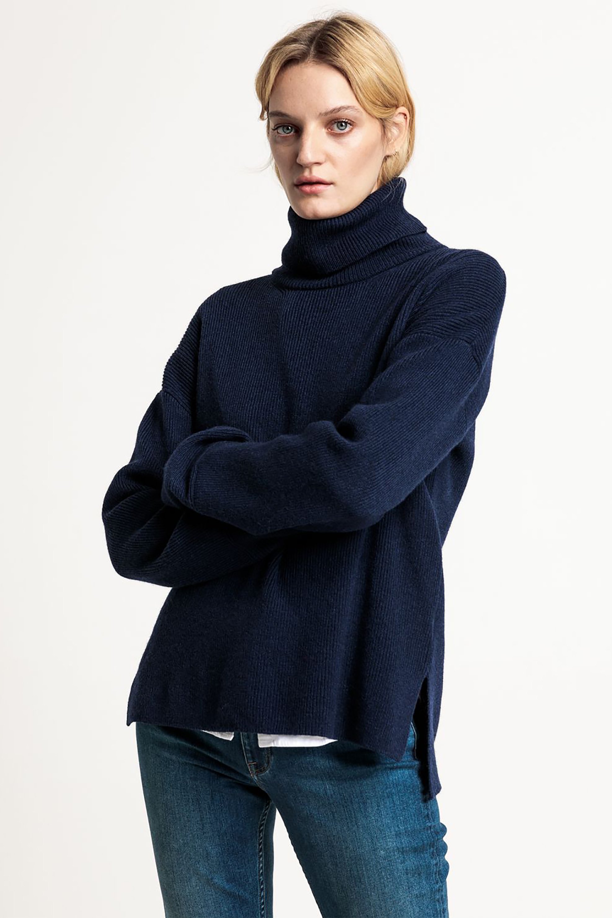 GANT Gant γυναικεία πλεκτή μπλούζα ζιβάγκο "Turtleneck Sweater" - 4803089 Μπλε Σκούρο - 3
