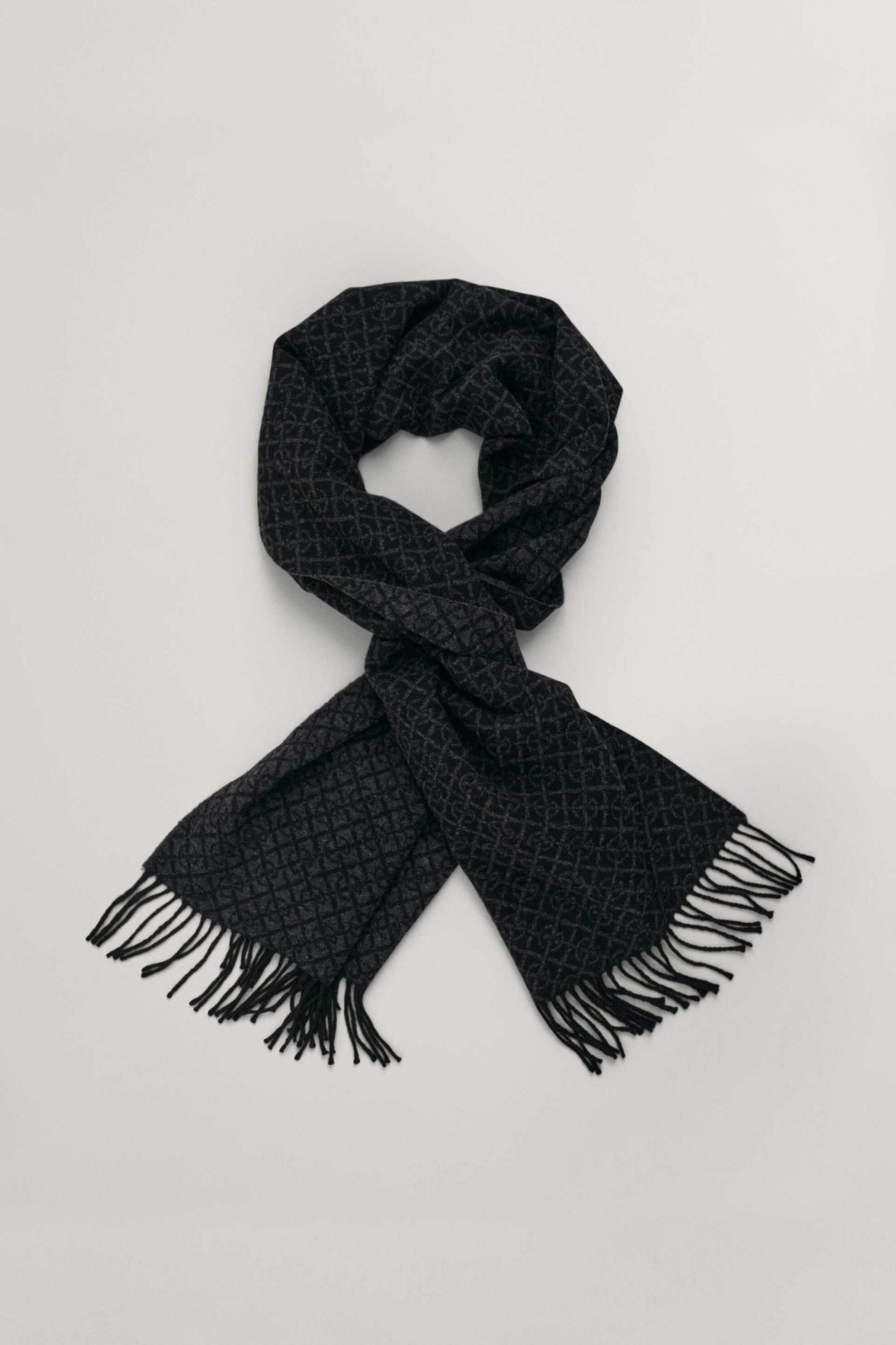 Gant γυναικείο μάλλινο κασκόλ με all-over monogram pattern και διακοσμητικά κρόσσια | ONE SIZE