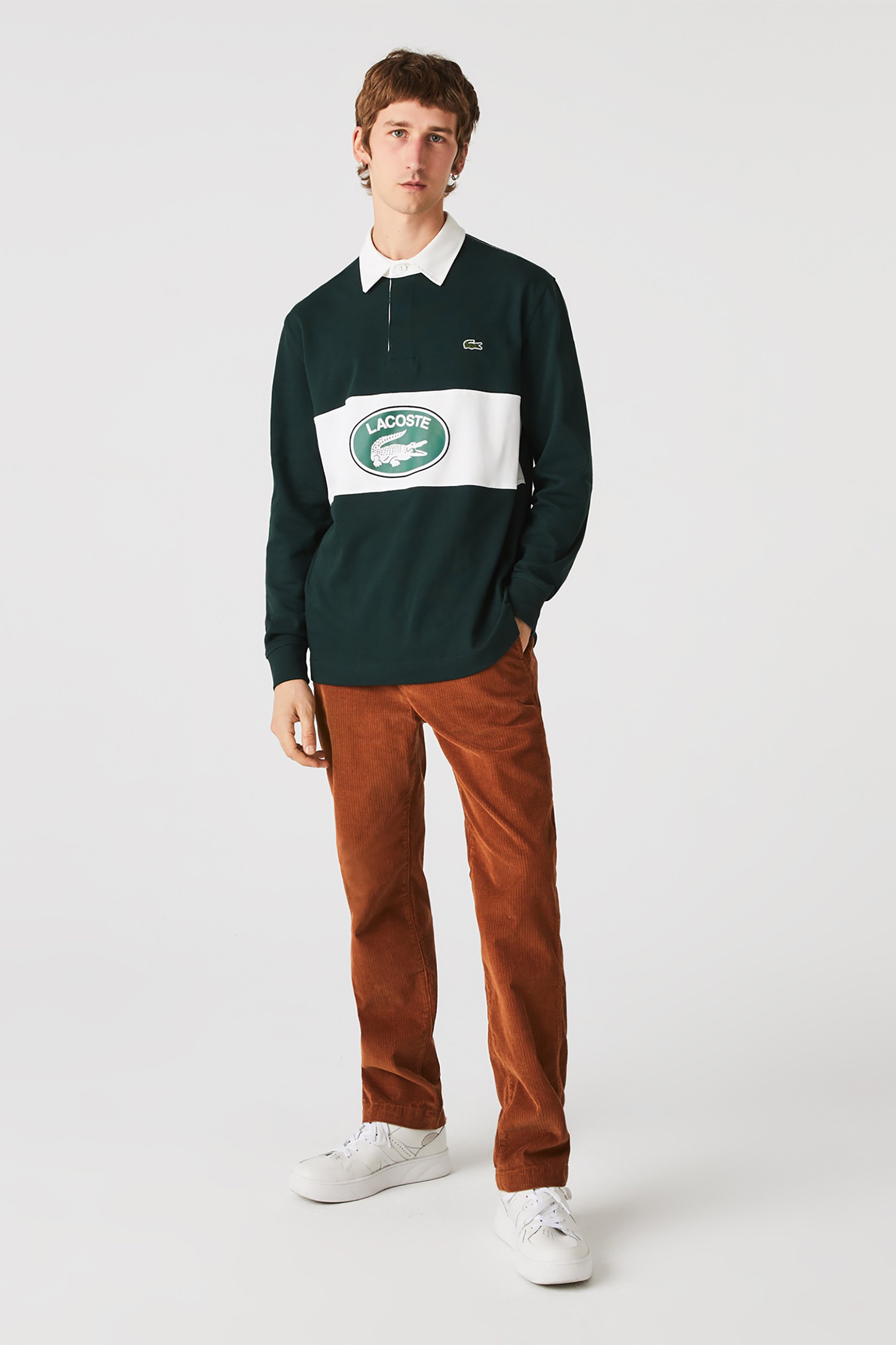 LACOSTE Lacoste ανδρικό παντελόνι κοτλέ μονόχρωμο - HH0049 Καφέ