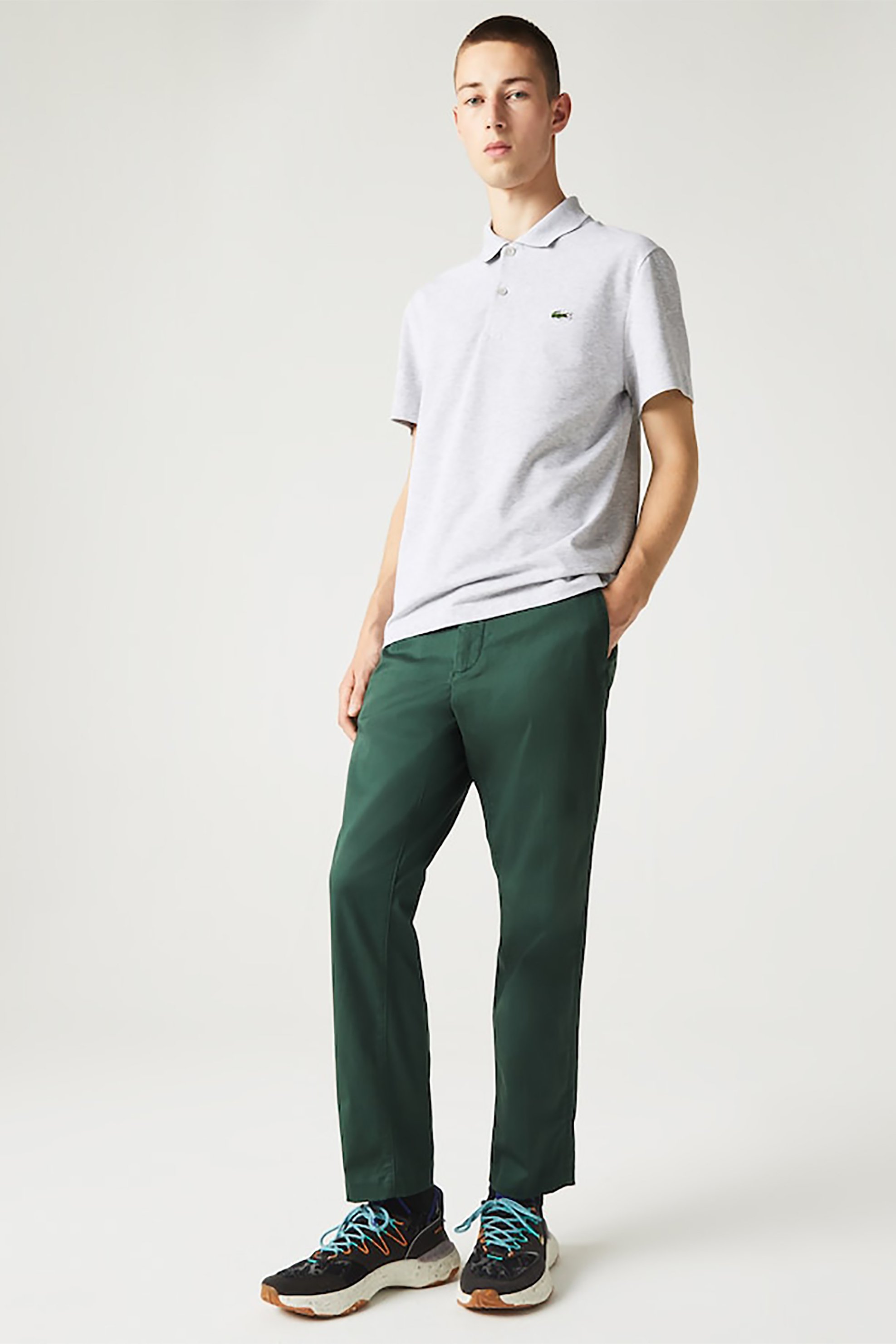 LACOSTE Lacoste ανδρικό παντελόνι chino μονόχρωμο - HH2709 Πράσινο Σκούρο