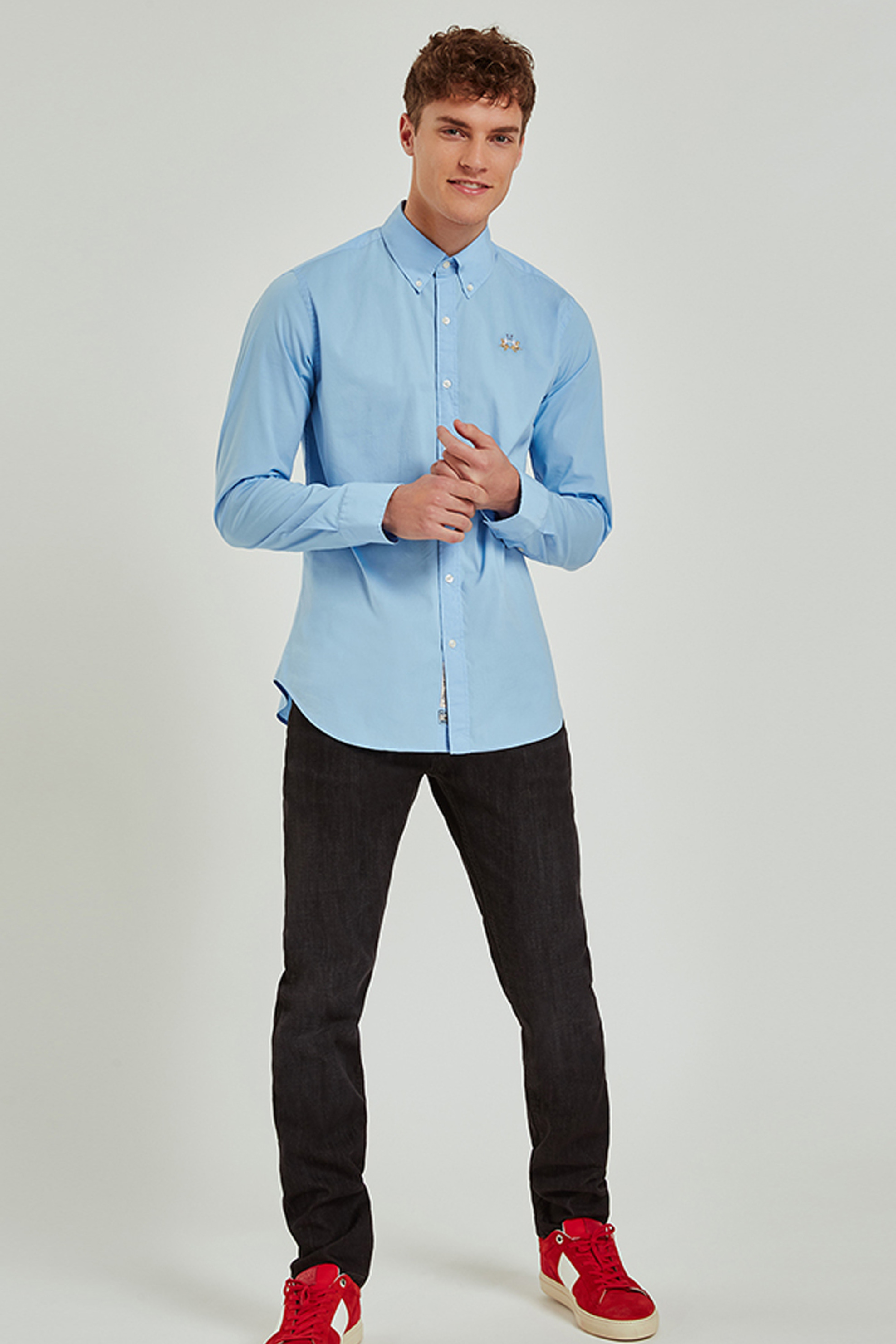 La Martina ανδρικό πουκάμισο με μικρό logo Leon - CCMC02-PP003 φωτογραφία