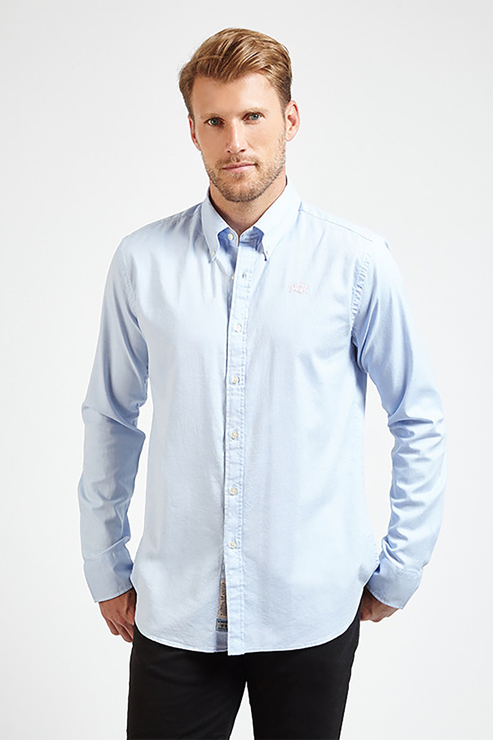 La Martina ανδρικό πουκάμισο μονόχρωμο ''Leon'' - CCMC03-OX014