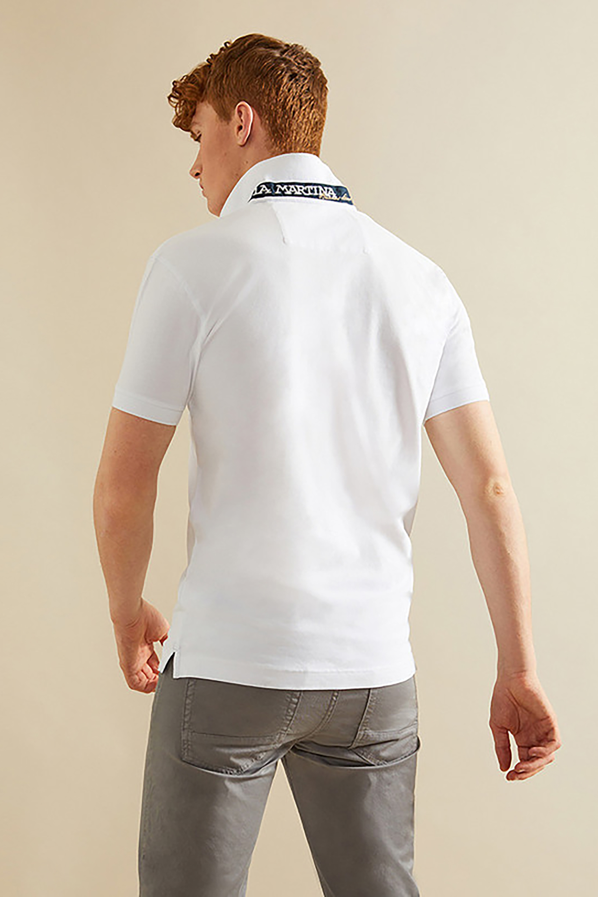 La Martina Ανδρική Πόλο Μπλούζα Slim Fit Eduardo - Ccmp02-Pk001 Λευκό