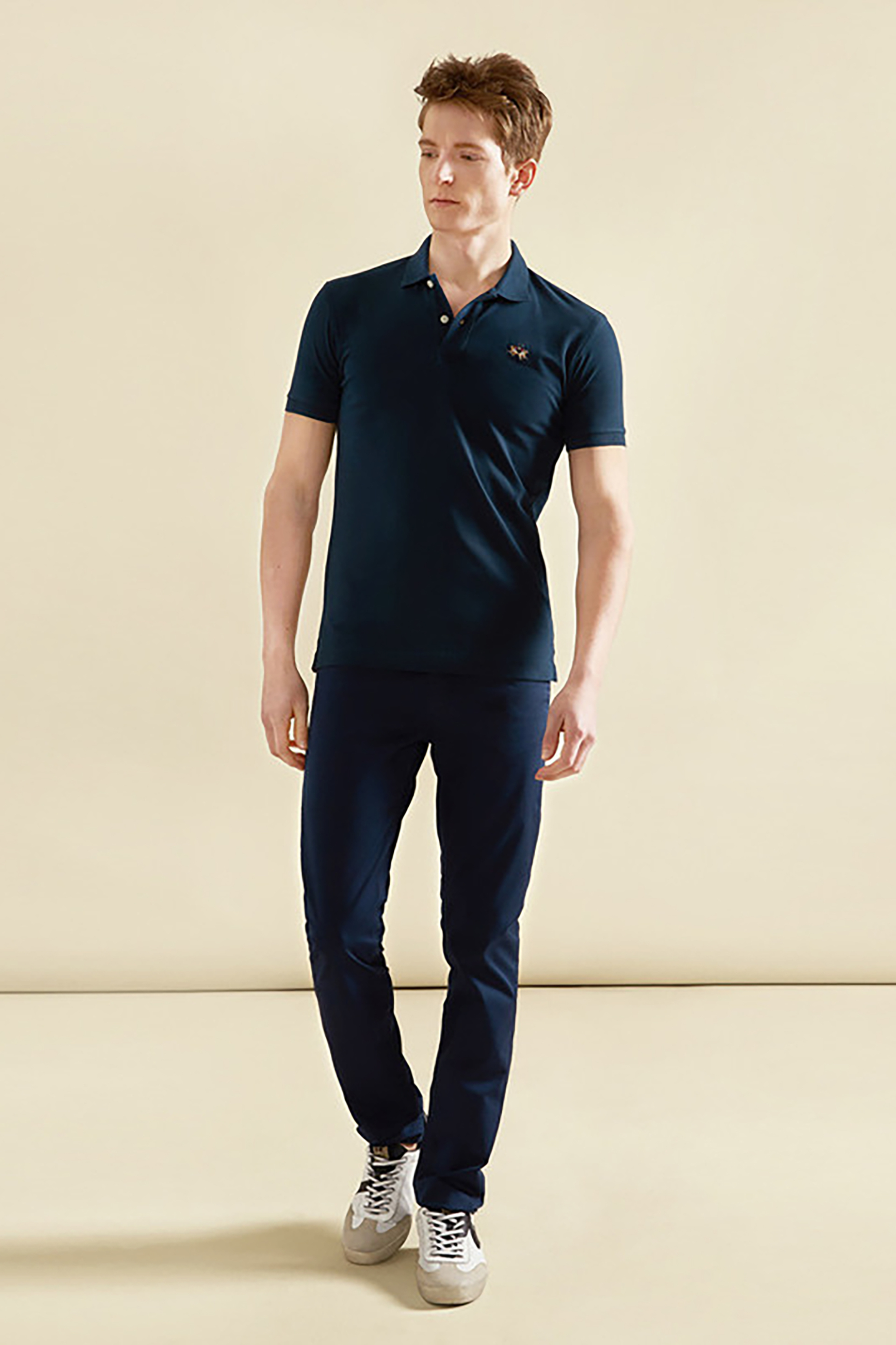 La Martina ανδρική πόλο μπλούζα slim fit Eduardo - CCMP02-PK001 Μπλε φωτογραφία