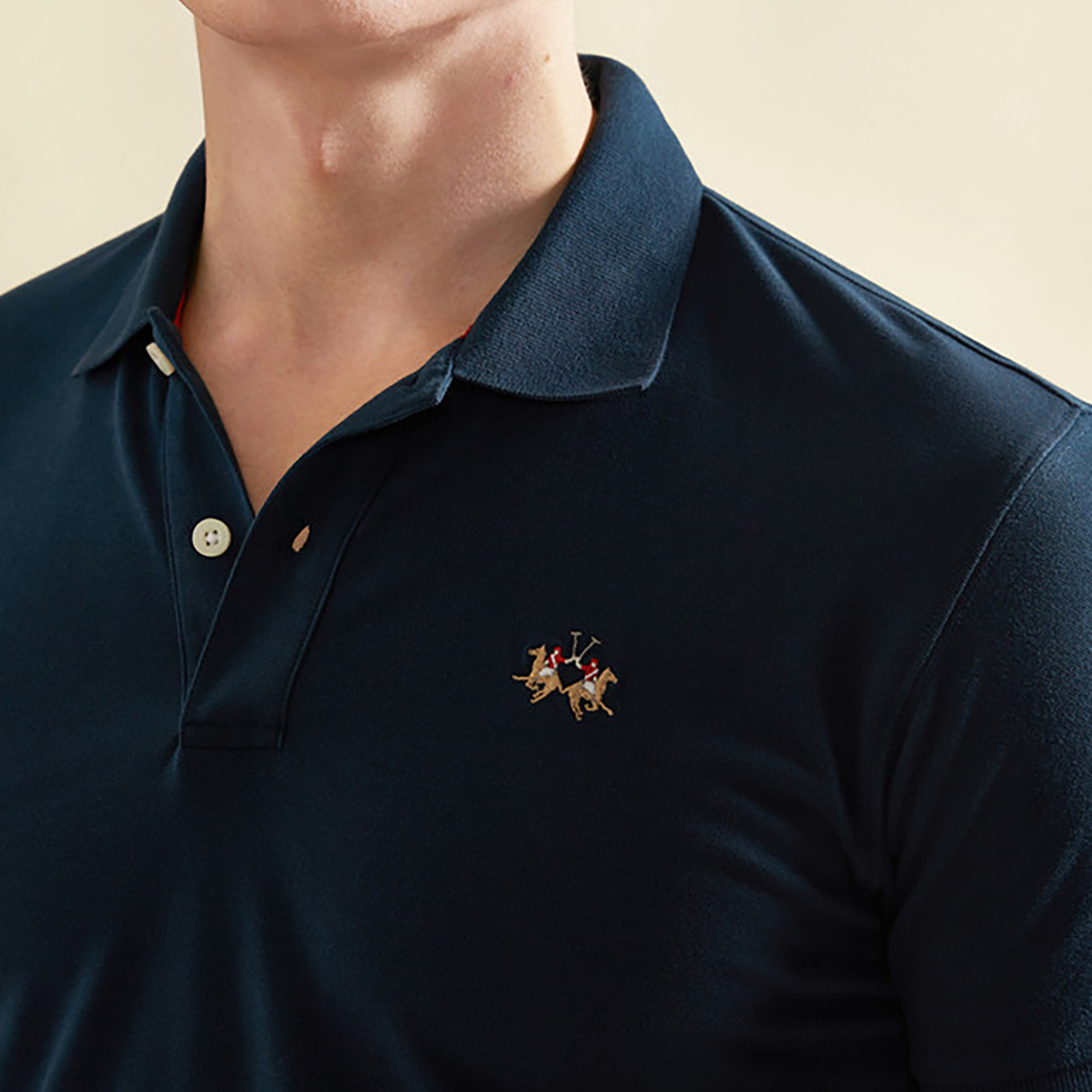 La Martina ανδρική πόλο μπλούζα slim fit Eduardo - CCMP02-PK001 Μπλε φωτογραφία