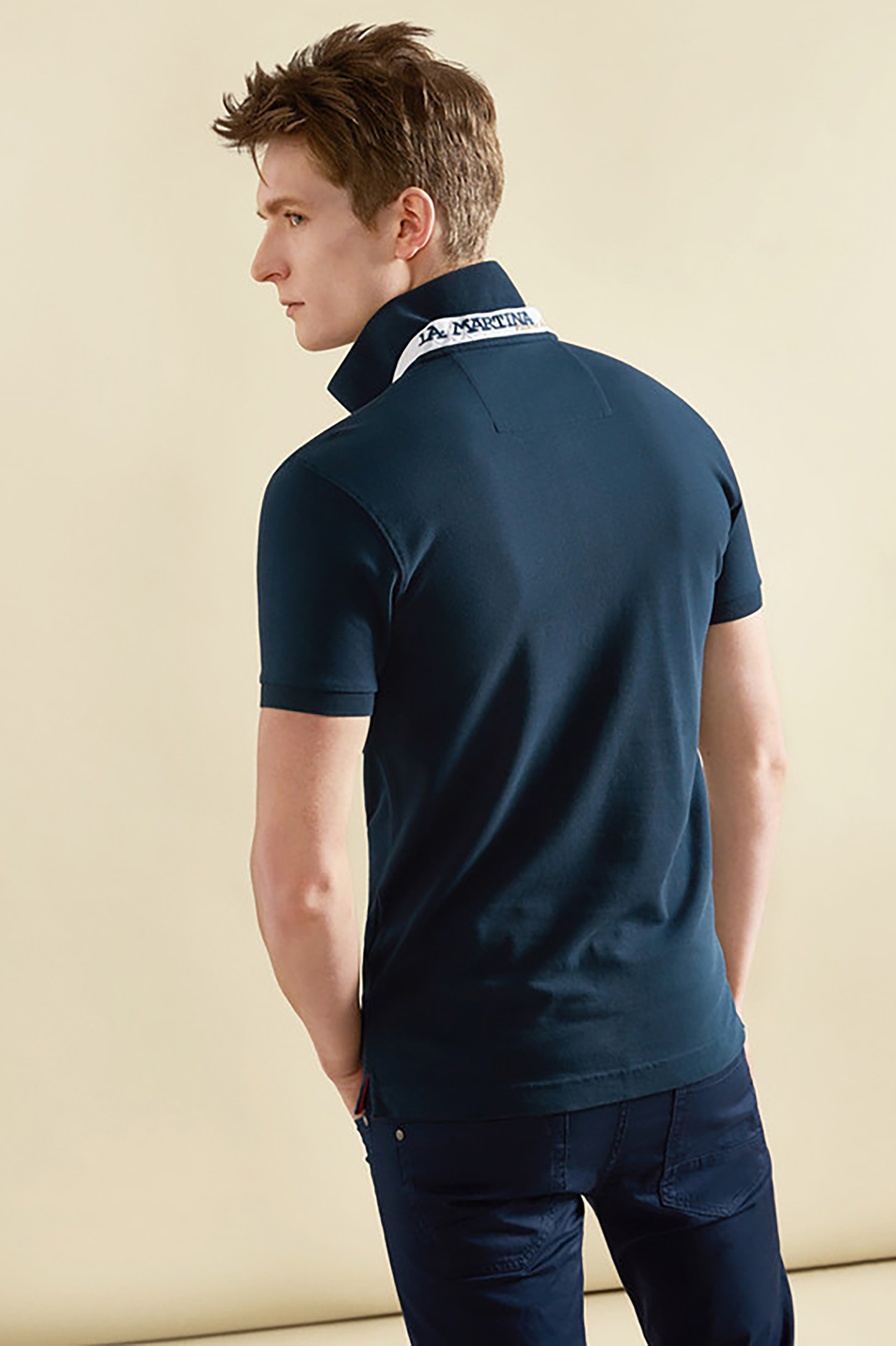 La Martina ανδρική πόλο μπλούζα slim fit Eduardo - CCMP02-PK001 Μπλε φωτογραφία