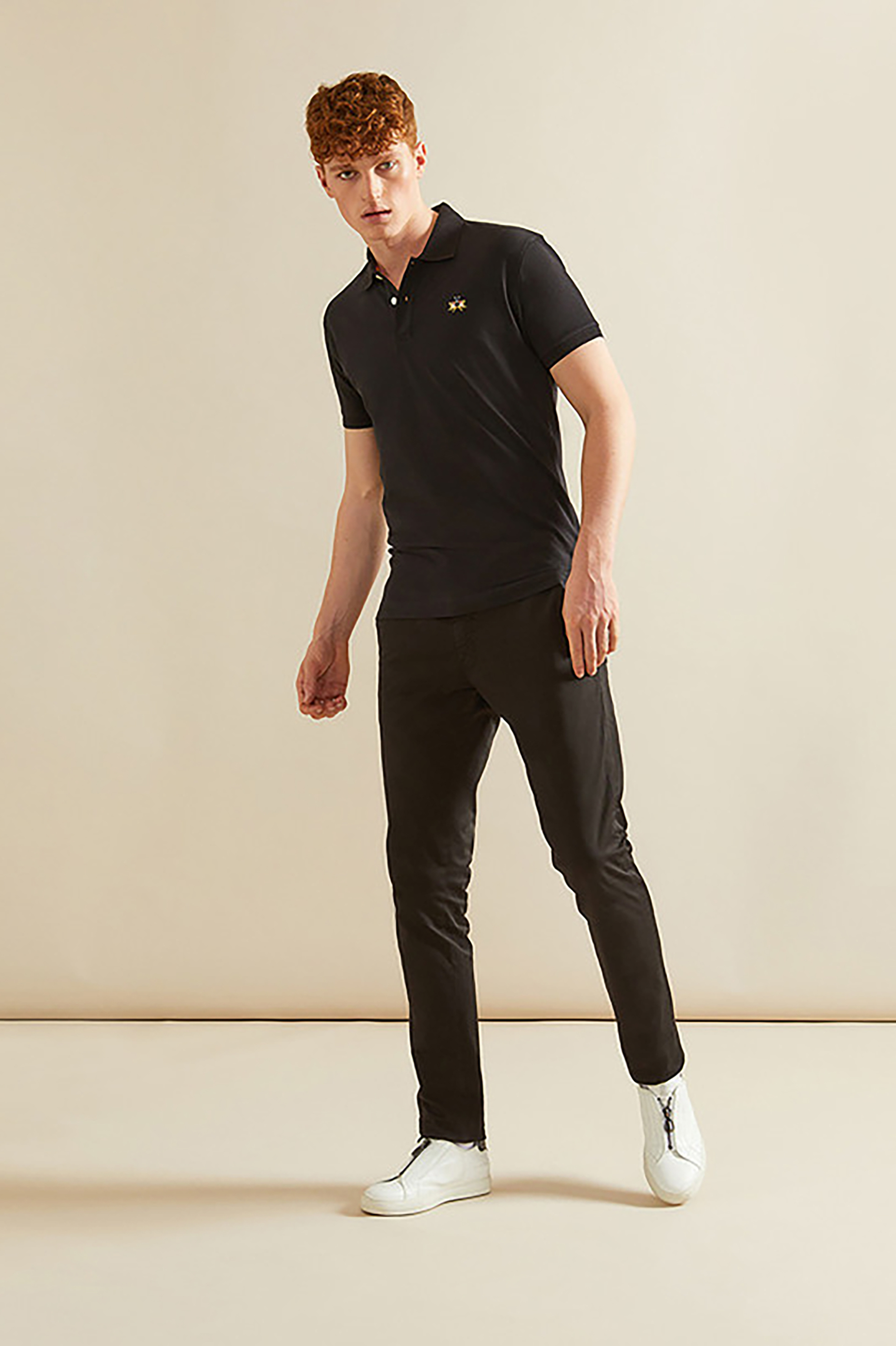 La Martina ανδρική πόλο μπλούζα slim fit Eduardo - CCMP02-PK001 Μαύρο φωτογραφία