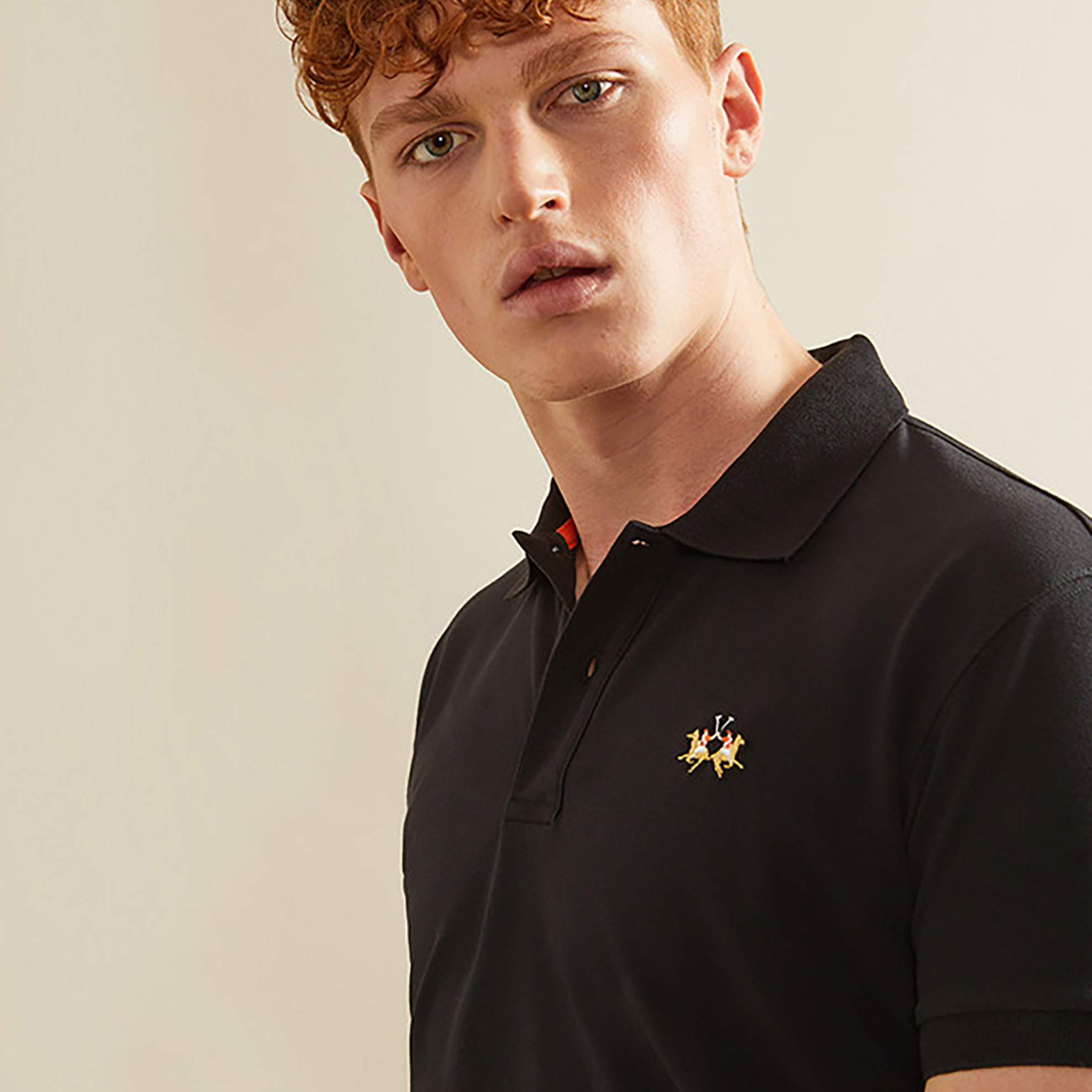 La Martina ανδρική πόλο μπλούζα slim fit Eduardo - CCMP02-PK001 Μαύρο φωτογραφία