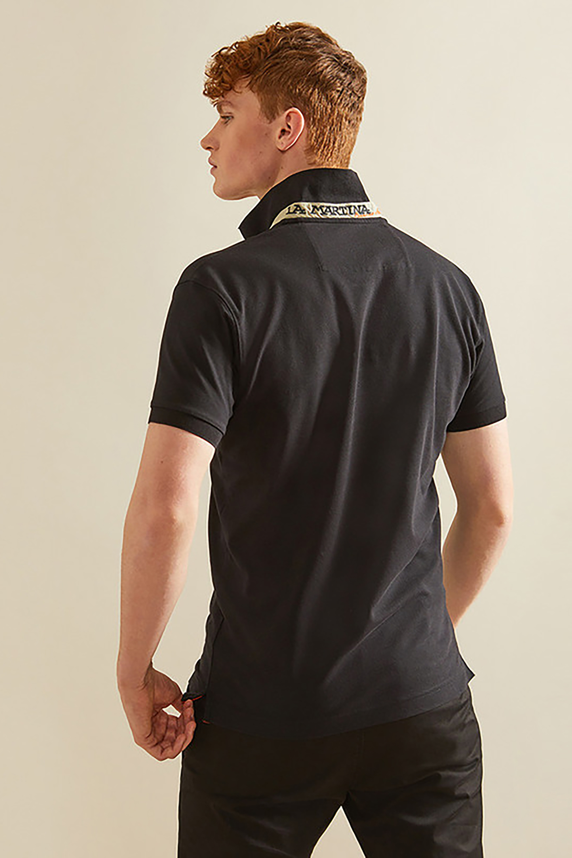 La Martina ανδρική πόλο μπλούζα slim fit Eduardo - CCMP02-PK001 Μαύρο φωτογραφία