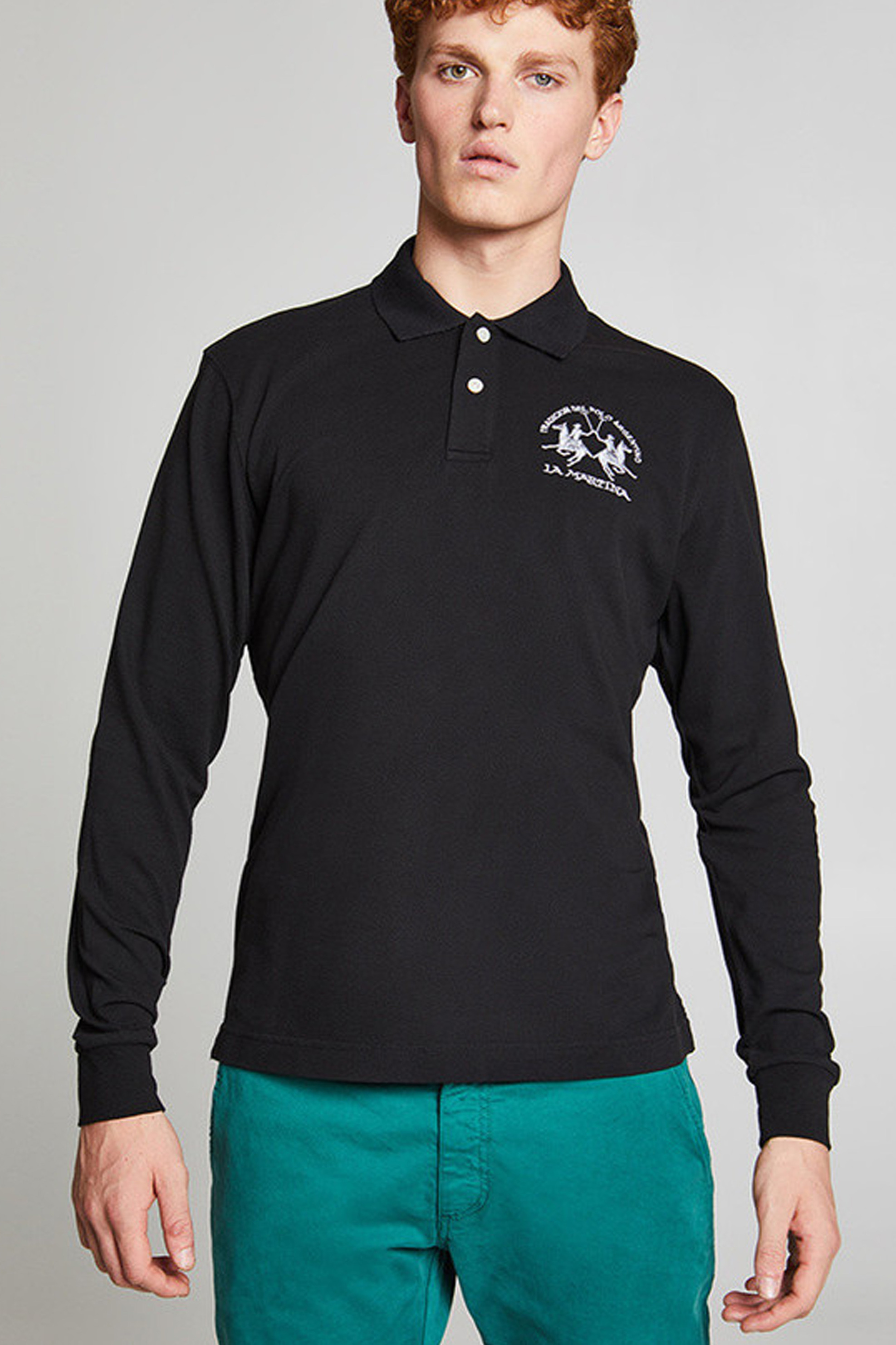 La Martina ανδρική μπλούζα με μακρύ μανίκι Milo - CCMP03-PK001 Μαύρο