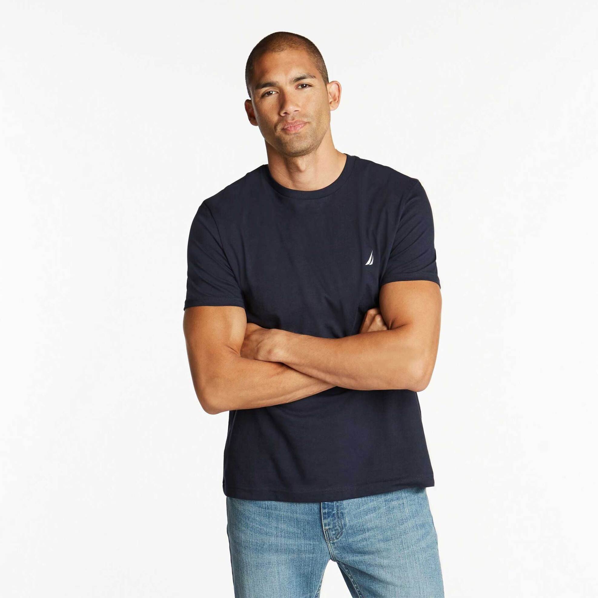 Nautica Ανδρικό T-Shirt Μονόχρωμο με Απλικέ Τσεπη Και Κεντημένο Logo - 41050V Μπλε Σκούρο