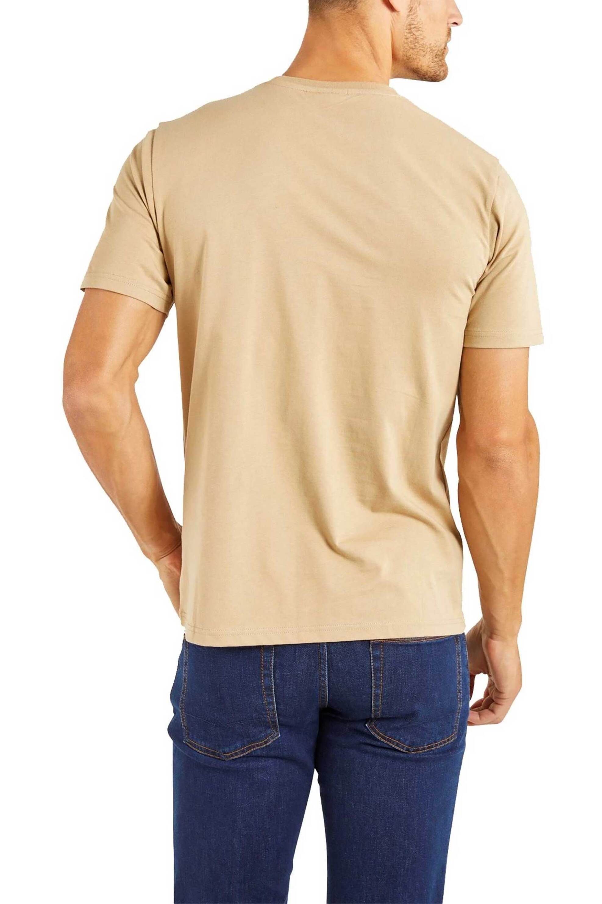 Nautica Ανδρικό Βαμβακερό T-Shirt Μονόχρωμο με Απλικέ Λογότυπο - N1K01299 Καμηλό
