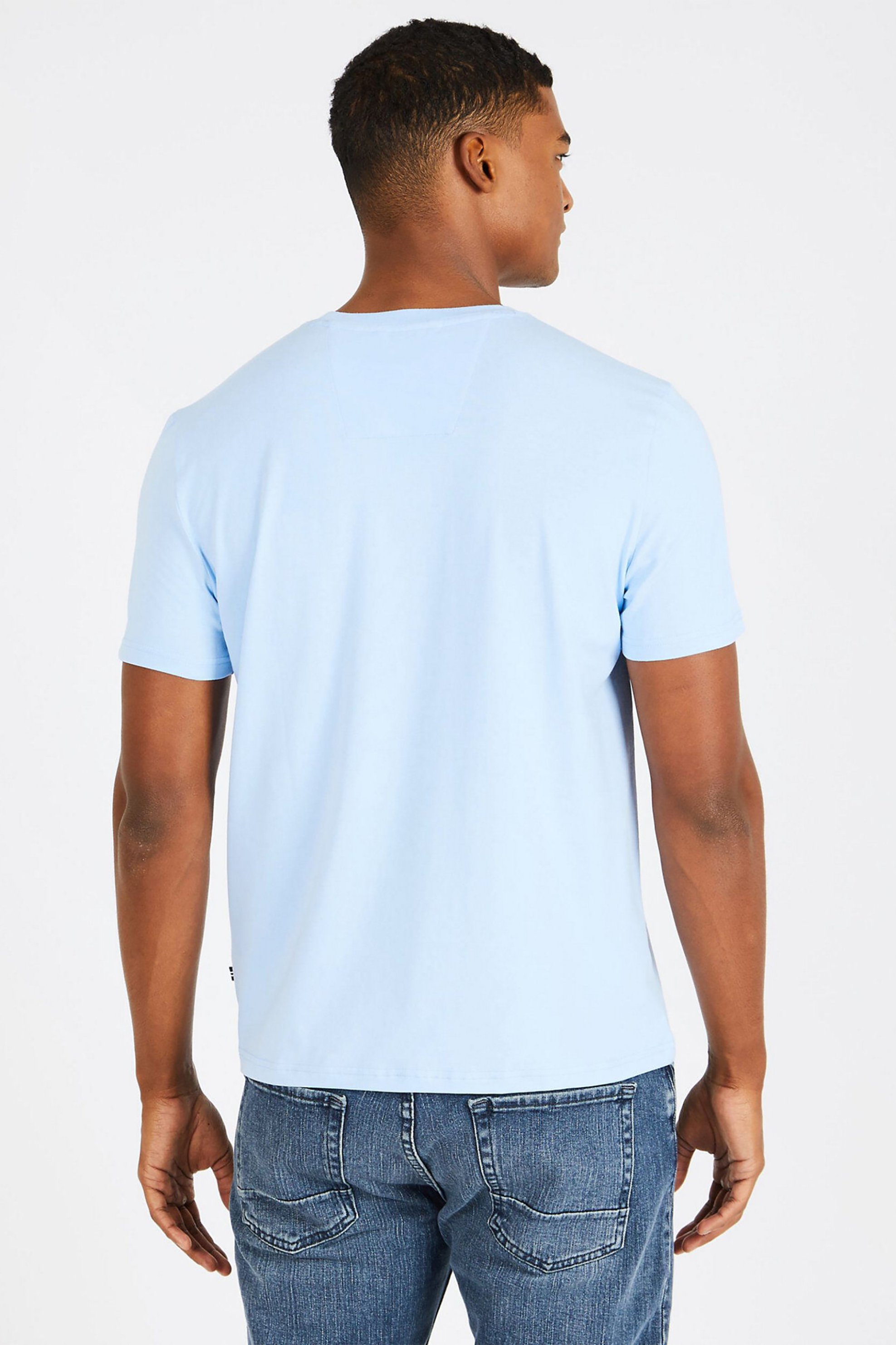 Nautica Ανδρικό T-Shirt Μονόχρωμο με Τσέπη Και Λογότυπο Regular Fit - V41050 Γαλάζιο