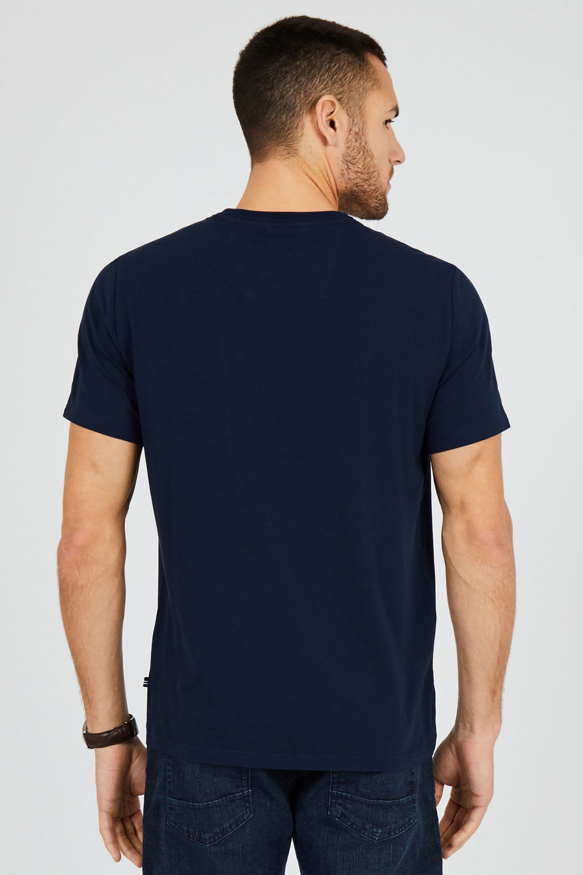 Nautica Ανδρικό T-Shirt Μονόχρωμο με Τσέπη Και Λογότυπο Regular Fit - V41050 Μπλε Σκούρο