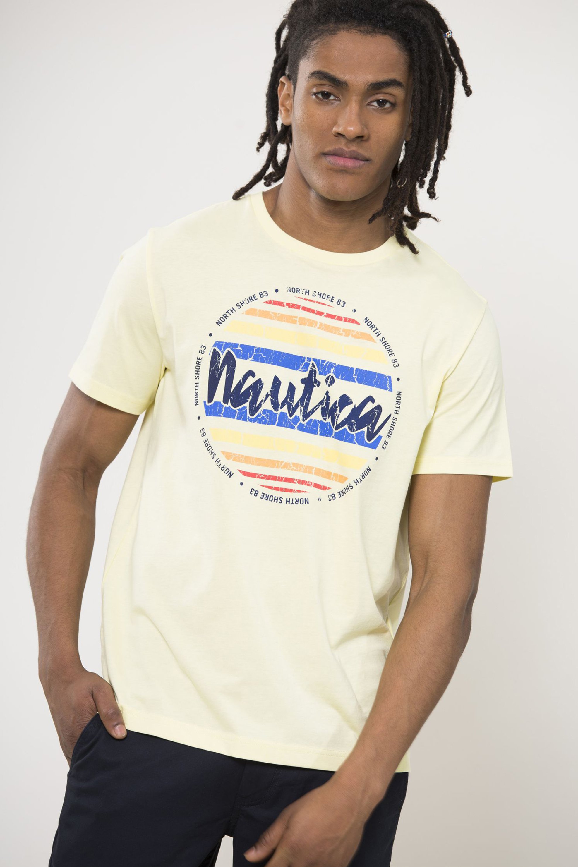 NAUTICA Nautica ανδρικό T-shirt με logo print "Νοrth Shore" - V91952 Κίτρινο