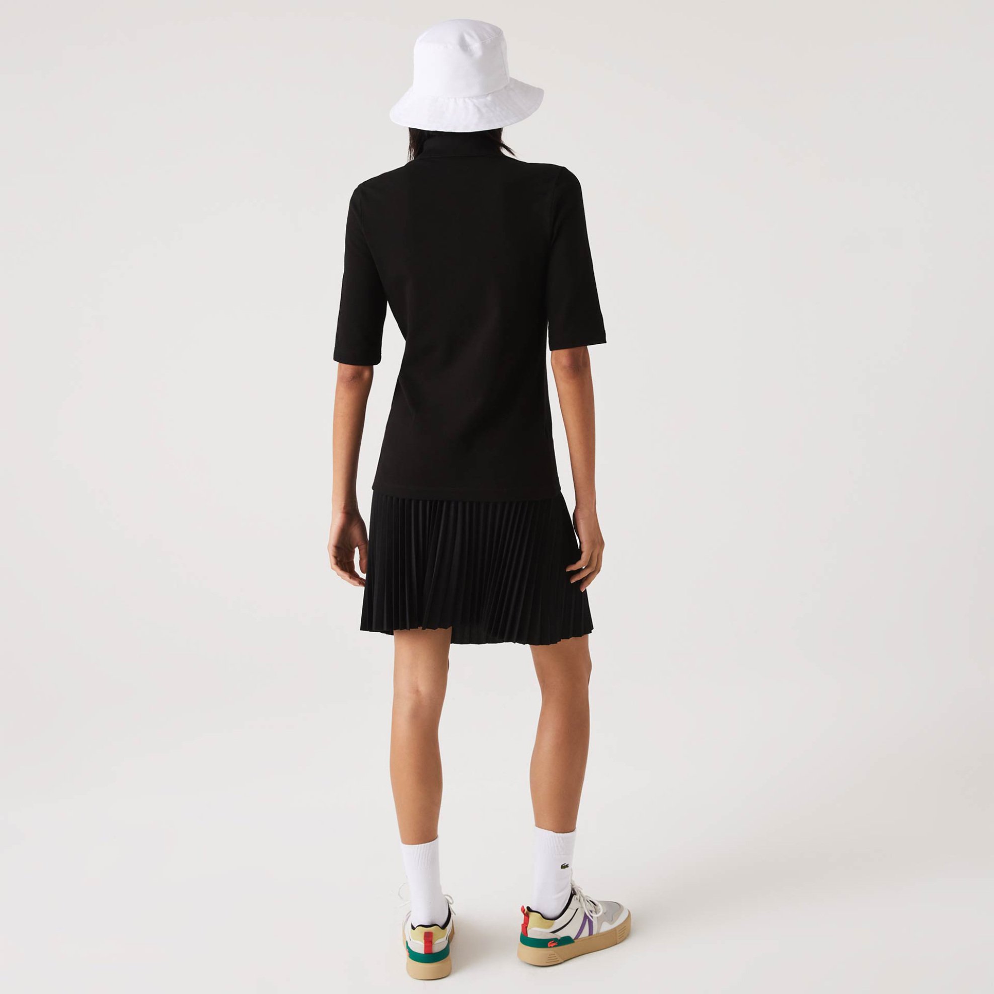 Lacoste Γυναικεία Μπλούζα Πόλο Πικέ με 3 4 Μανίκι Και Κεντημένο Λογότυπο Slim Fit - Pf0503 Μαύρο