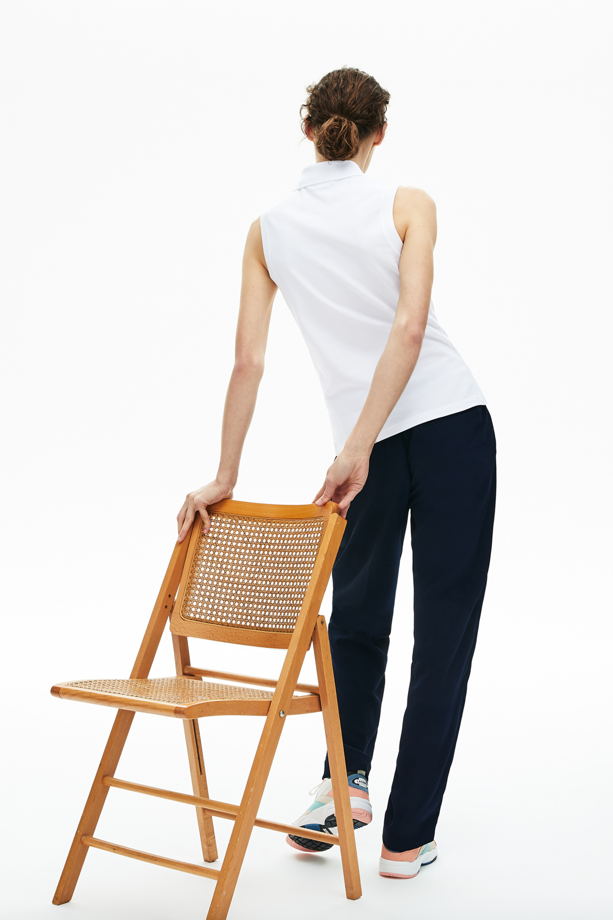 Lacoste γυναικεία μπλούζα πόλο αμάνικη πικέ με κεντημένο λογότυπο Slim Fit - PF5445 Λευκό φωτογραφία