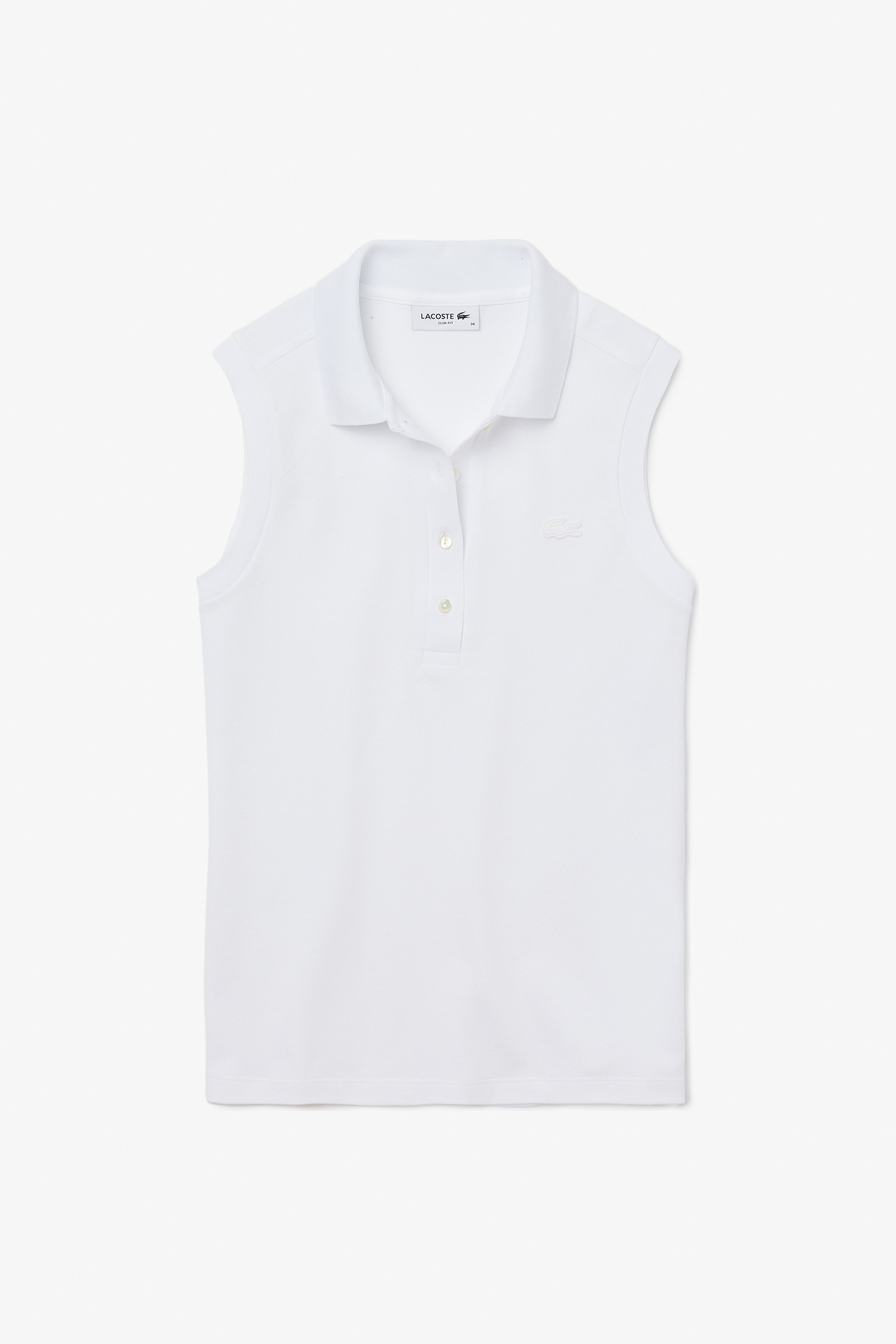 Lacoste γυναικεία μπλούζα πόλο αμάνικη πικέ με κεντημένο λογότυπο Slim Fit - PF5445 Λευκό φωτογραφία