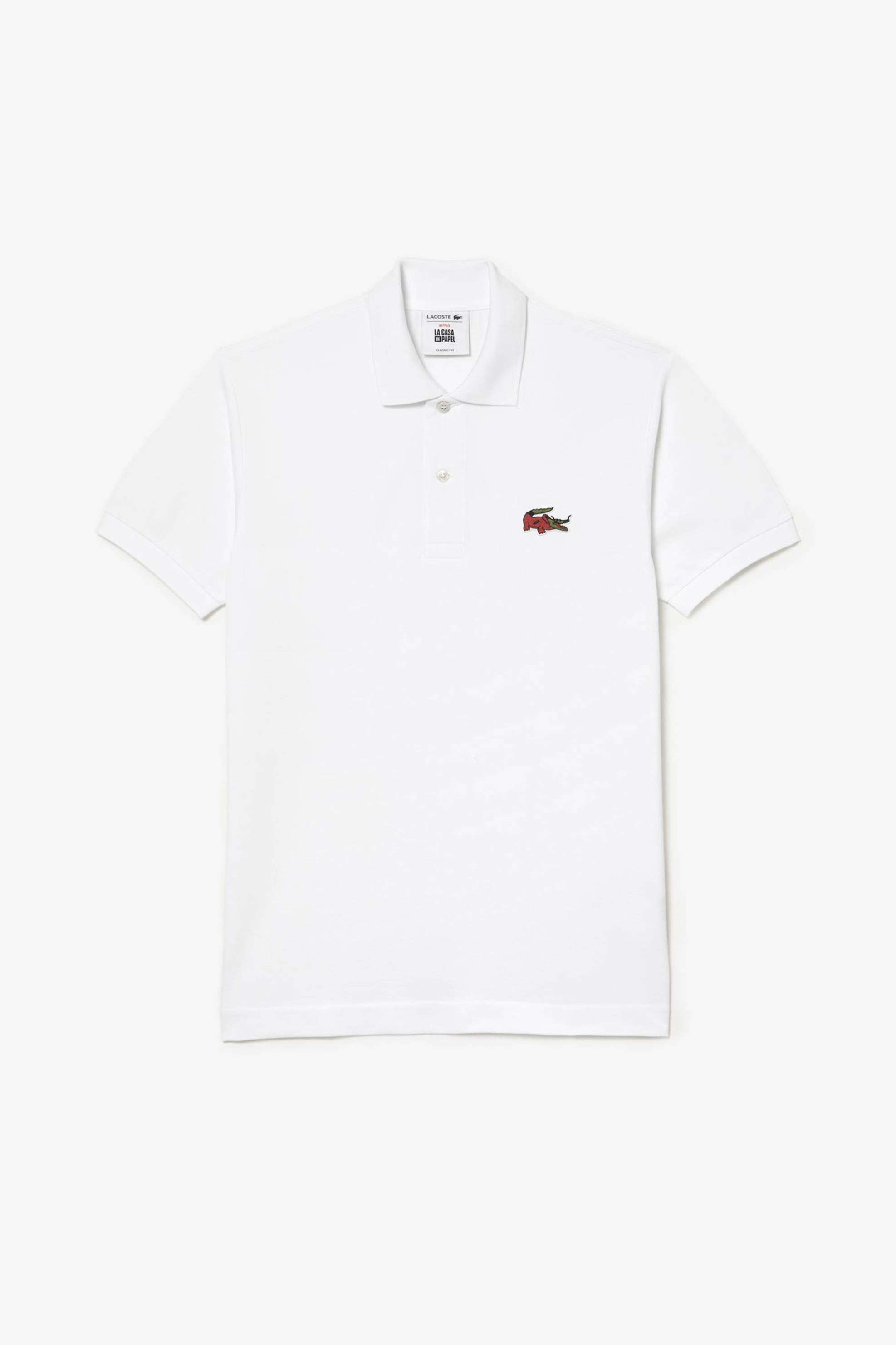 Ανδρική Μόδα > Ανδρικά Ρούχα > Ανδρικές Μπλούζες > Ανδρικές Μπλούζες Πολο Lacoste ανδρική μπλούζα πόλο μονόχρωμη με κεντημένο λογότυπο και κοντό μανίκι "Netflix" - PH7057 Λευκό